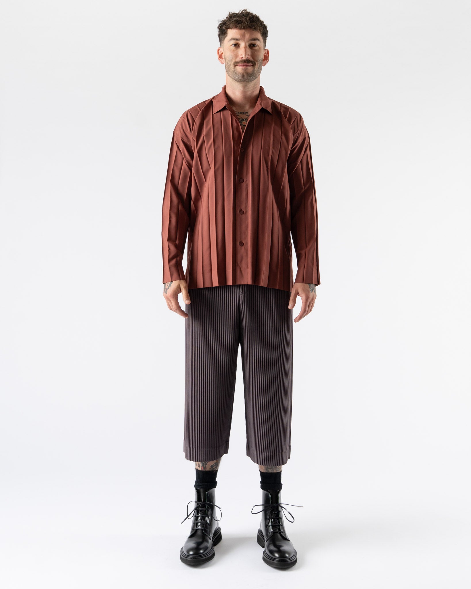 Homme Plissé Issey Miyake Edge Shirt in Brown