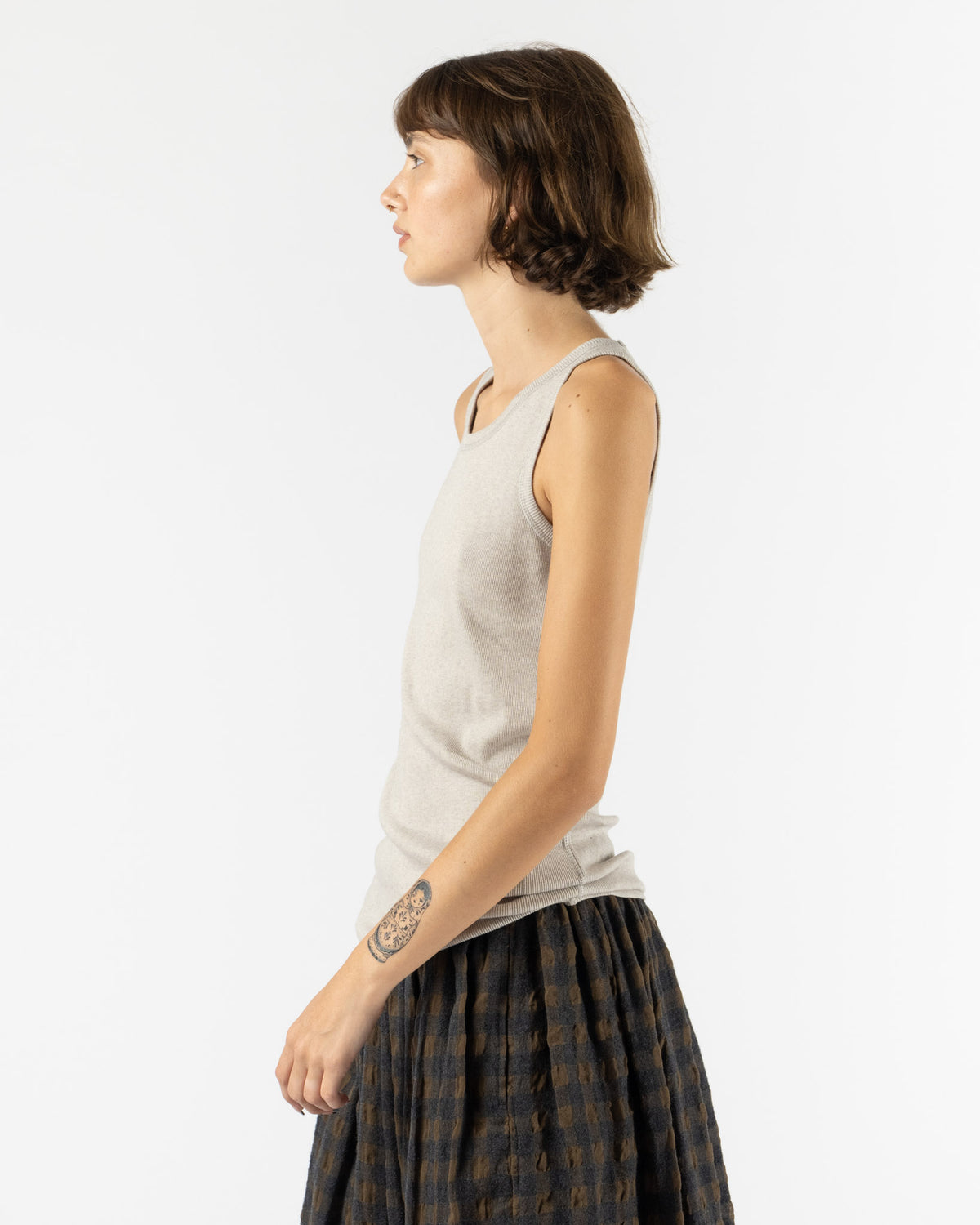 Ichi Antiquités Rib Tank Top Knit in Gray