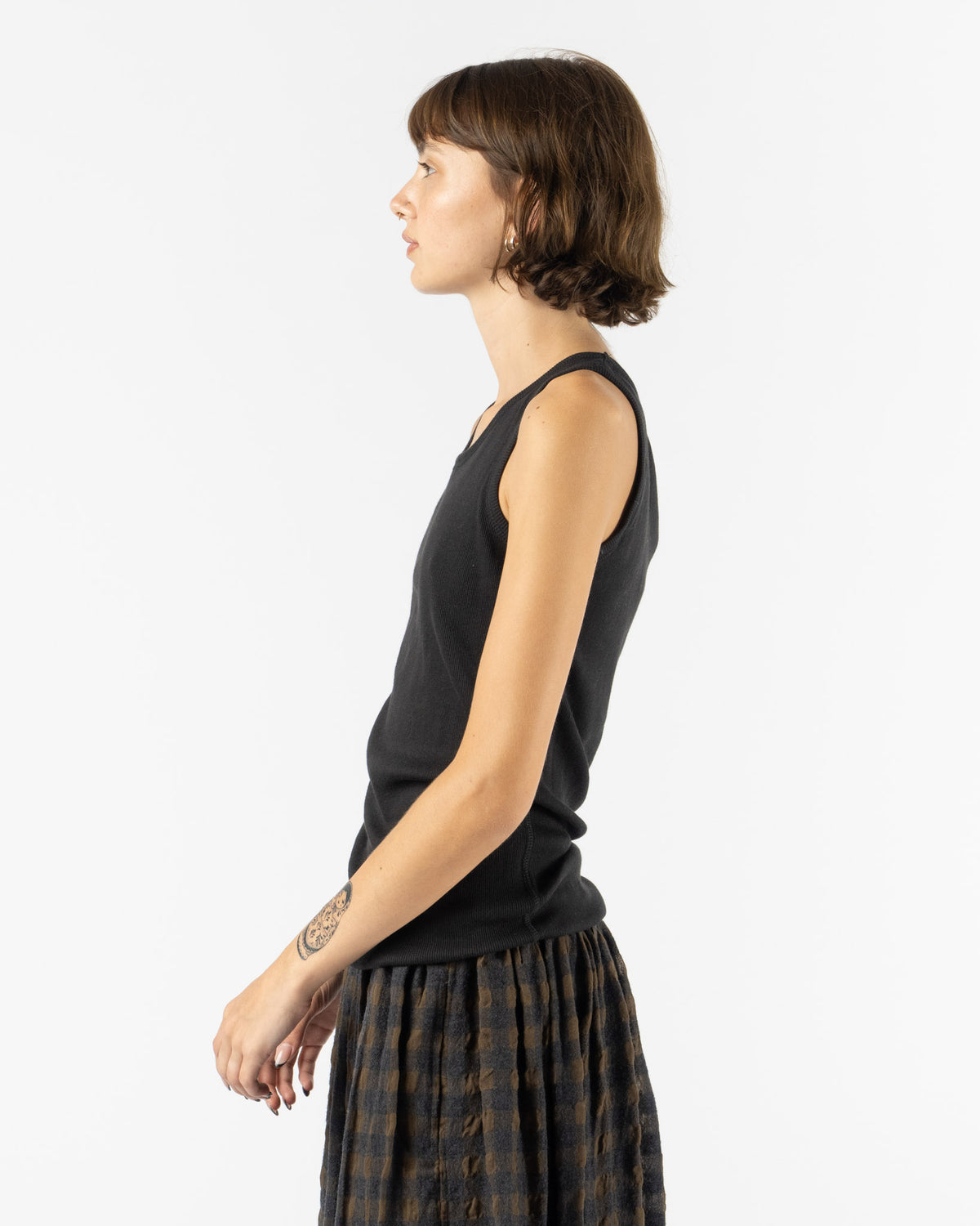 Ichi Antiquités Rib Tank Top Knit in Black