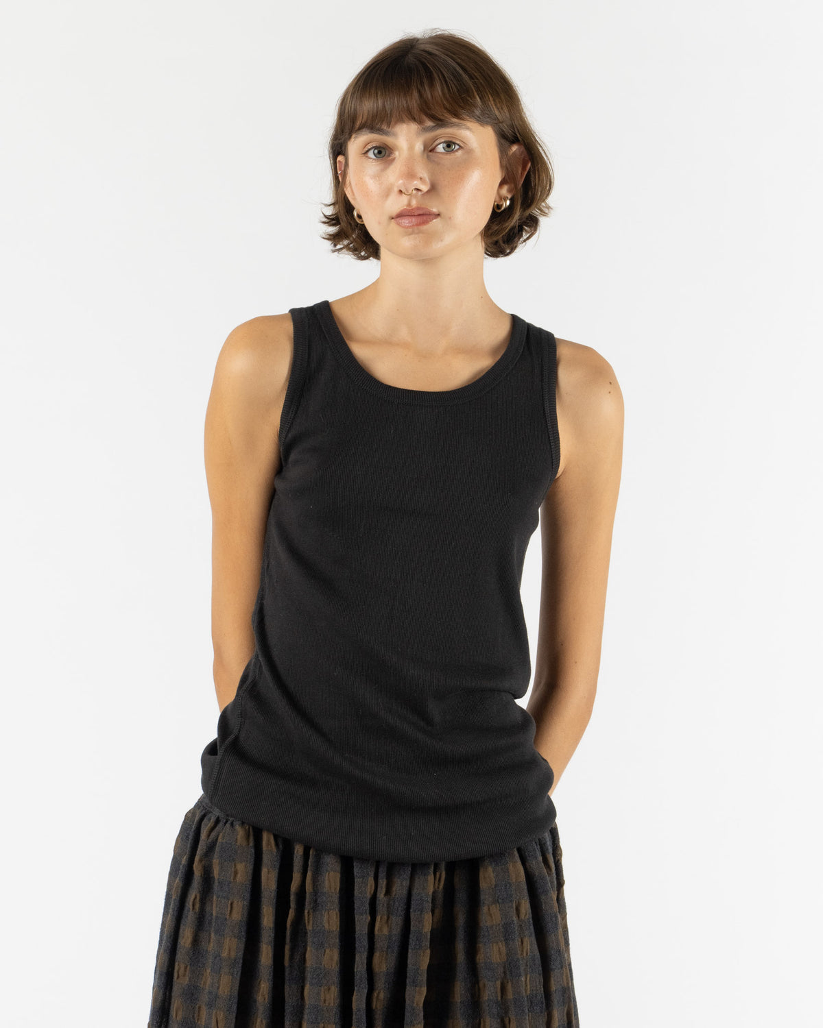 Ichi Antiquités Rib Tank Top Knit in Black