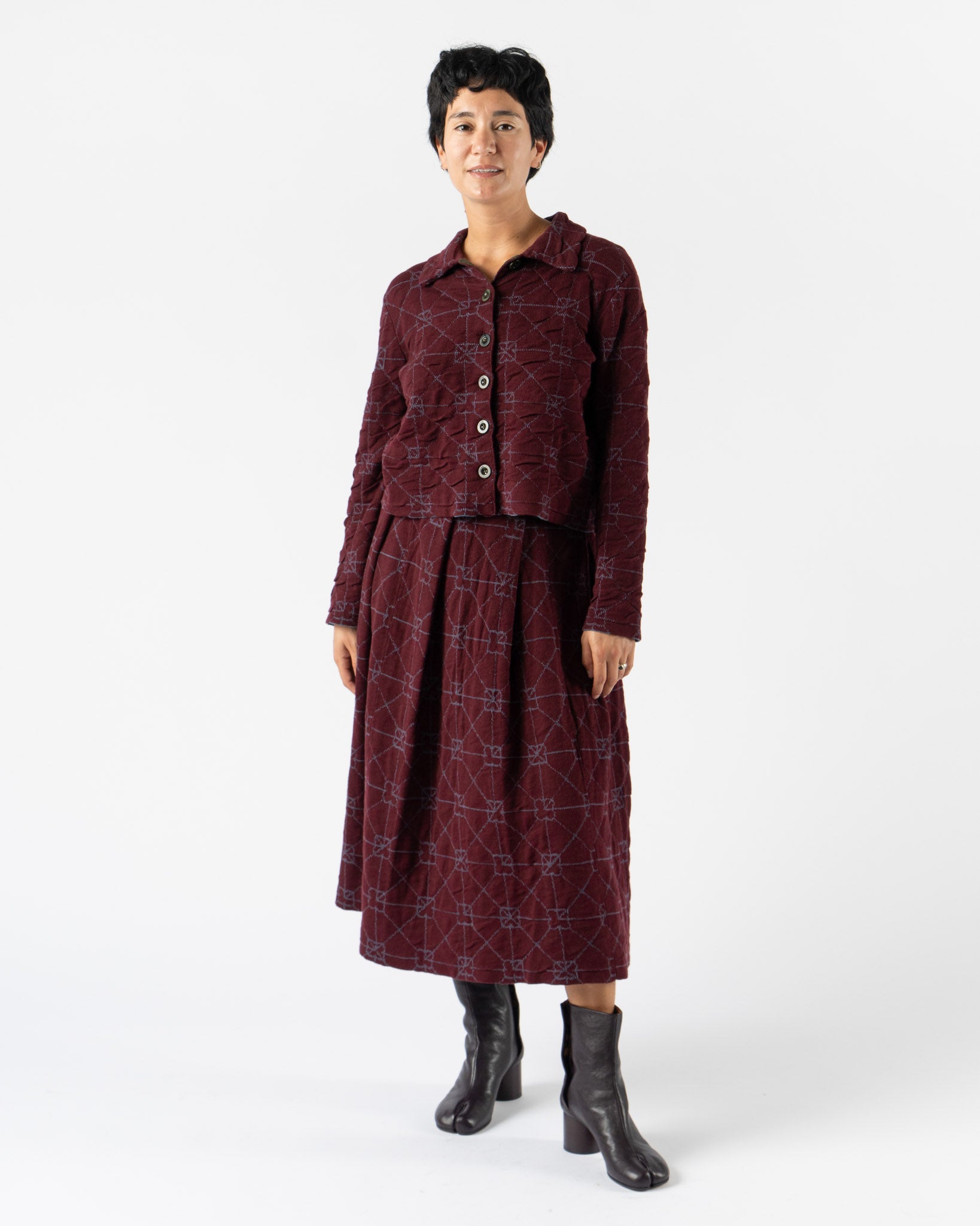 YanYan June Shrunken Work Jacket in Burgundy