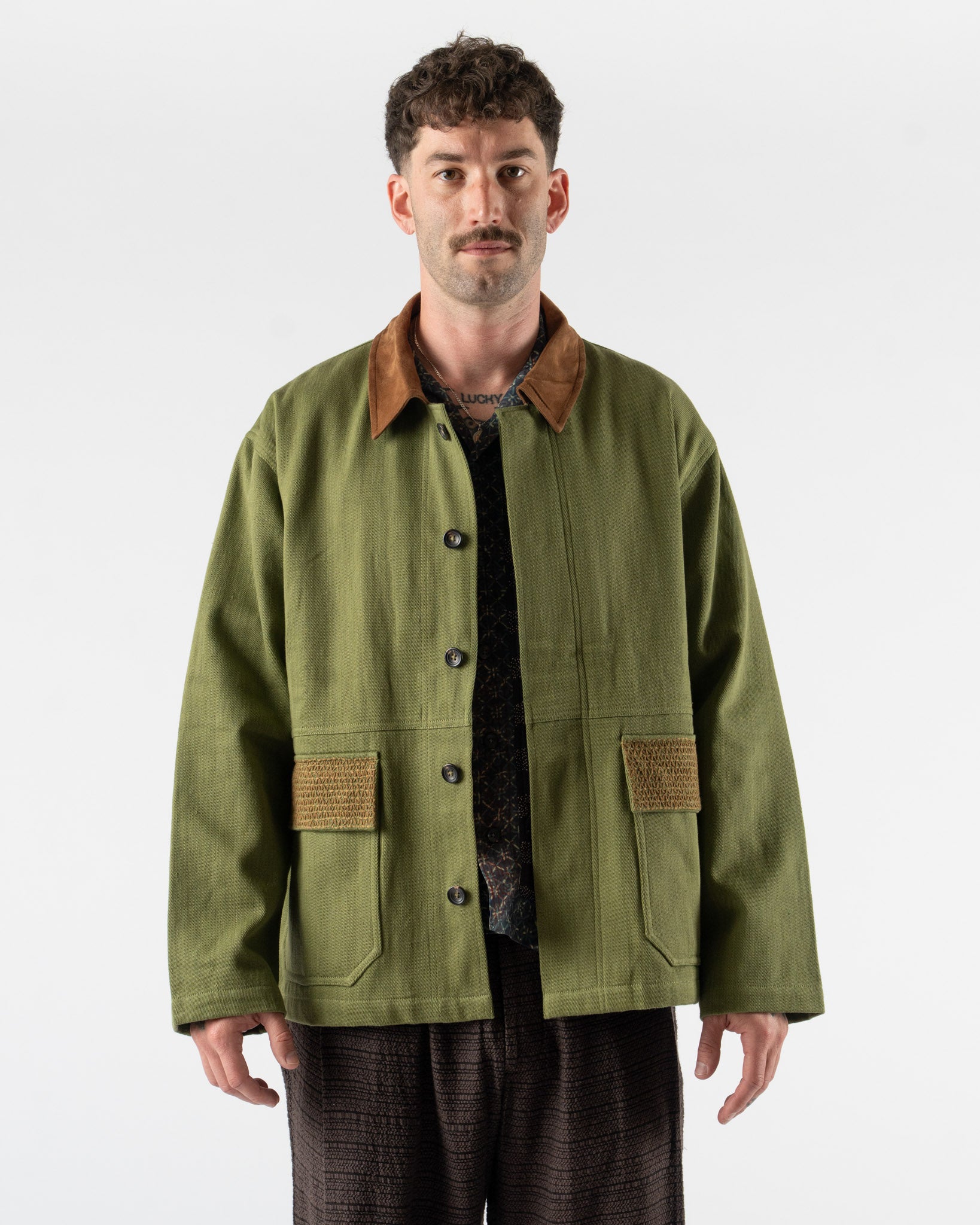 Kartik Research Jodhpur Jacket in Green/Brown