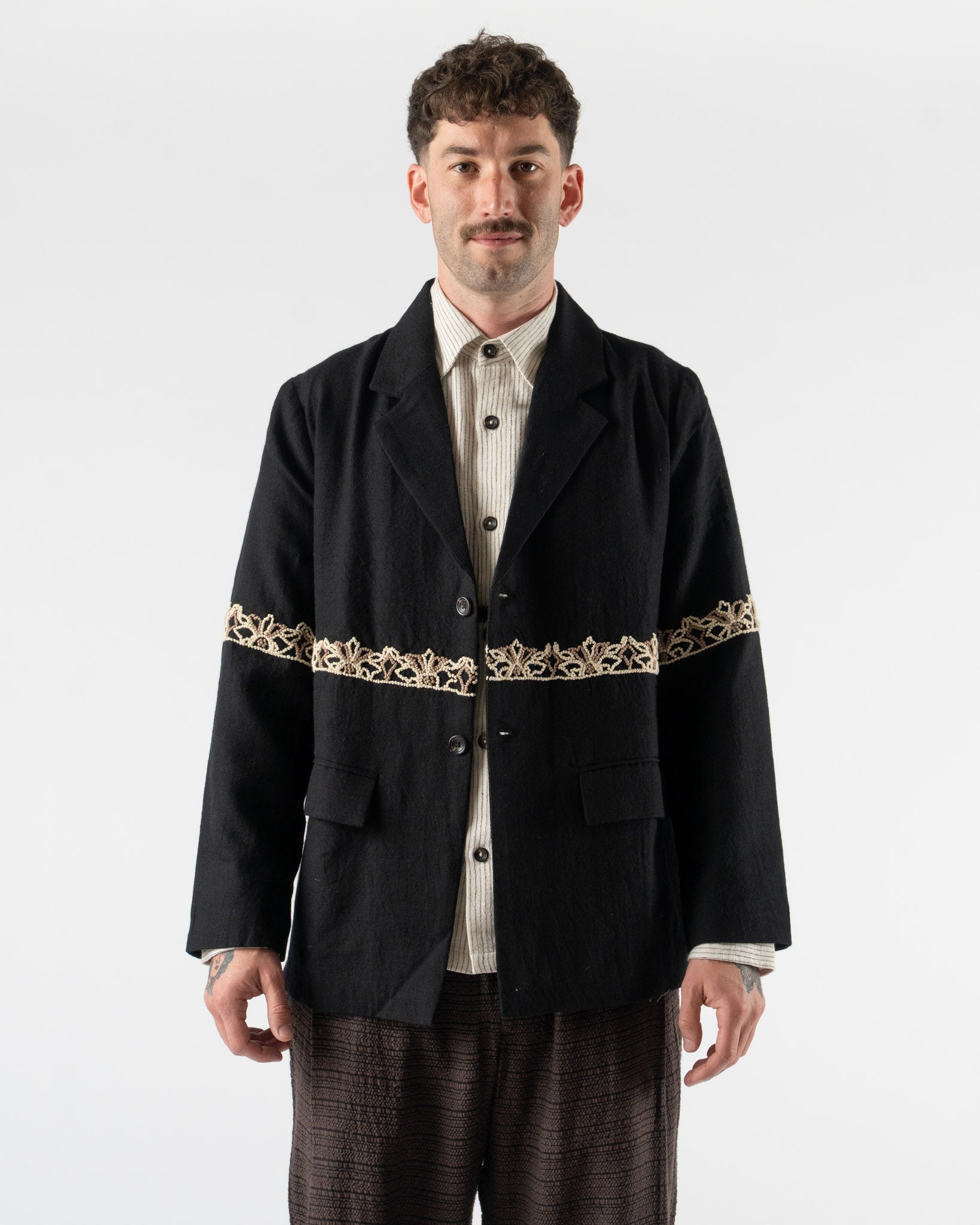 Kartik Research Two Button Blazer in Black/Ecru/Beige