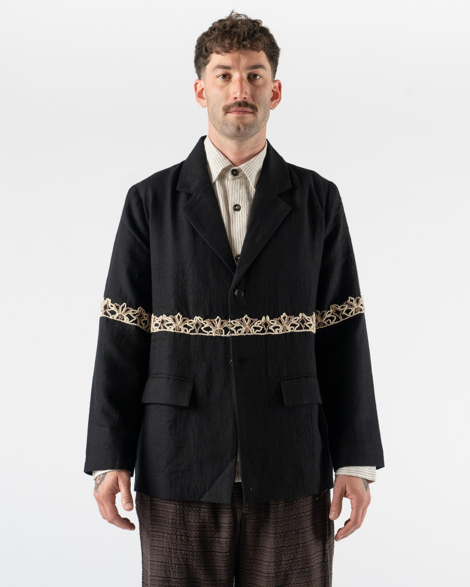 Kartik Research Two Button Blazer in Black/Ecru/Beige