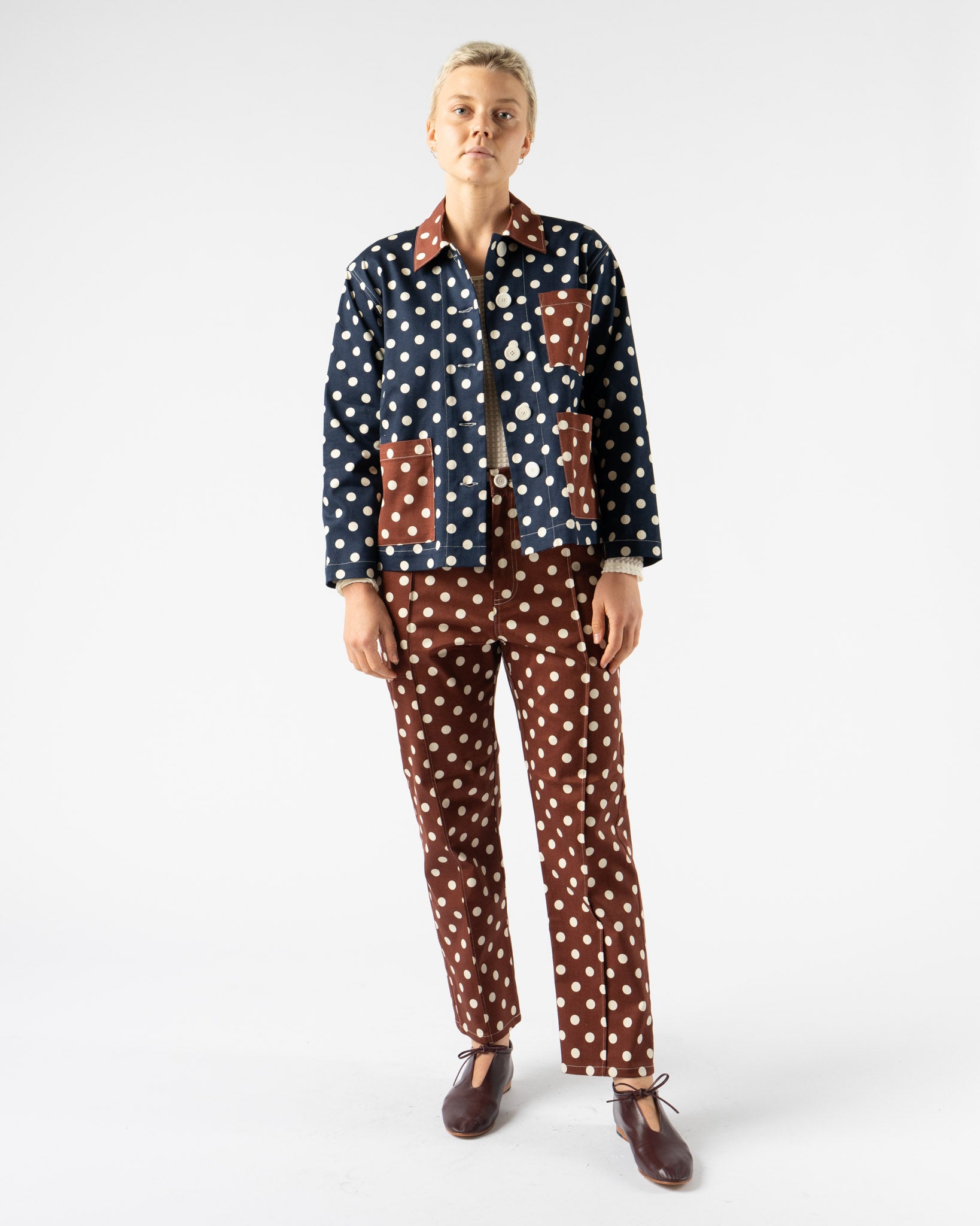 KasMaria Cotton Twill Polka Dot Jacket
