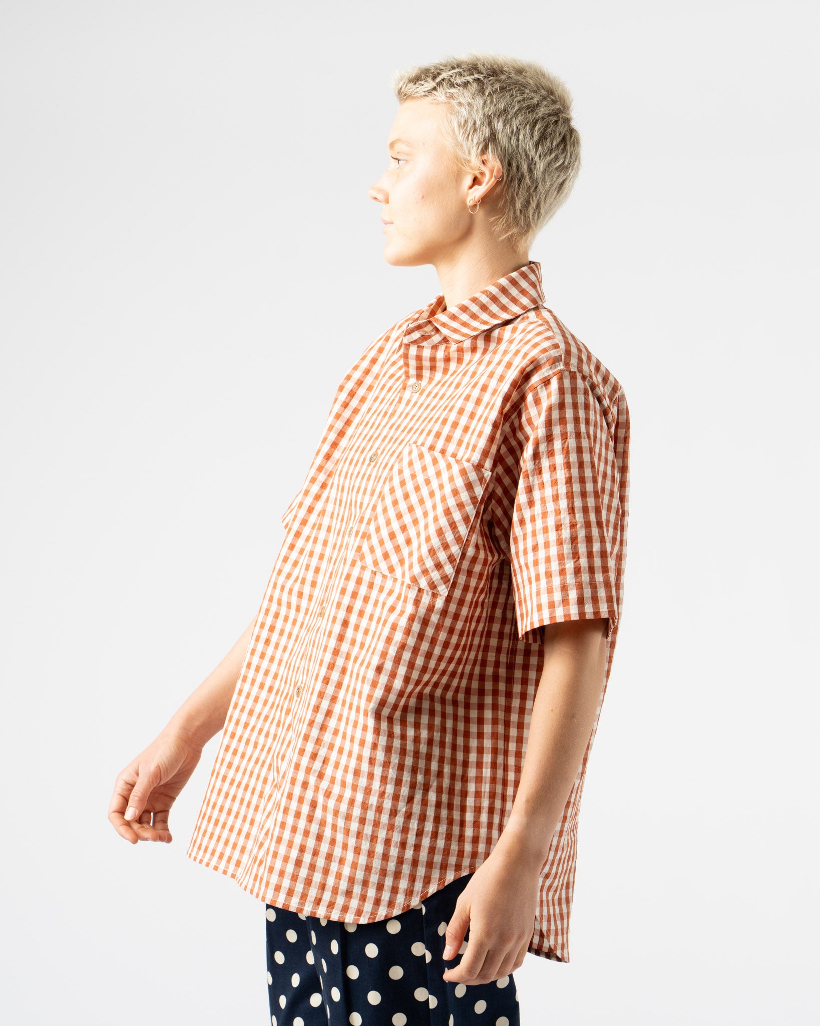 KasMaria Crinkle Cotton Linen Gingham Shirt
