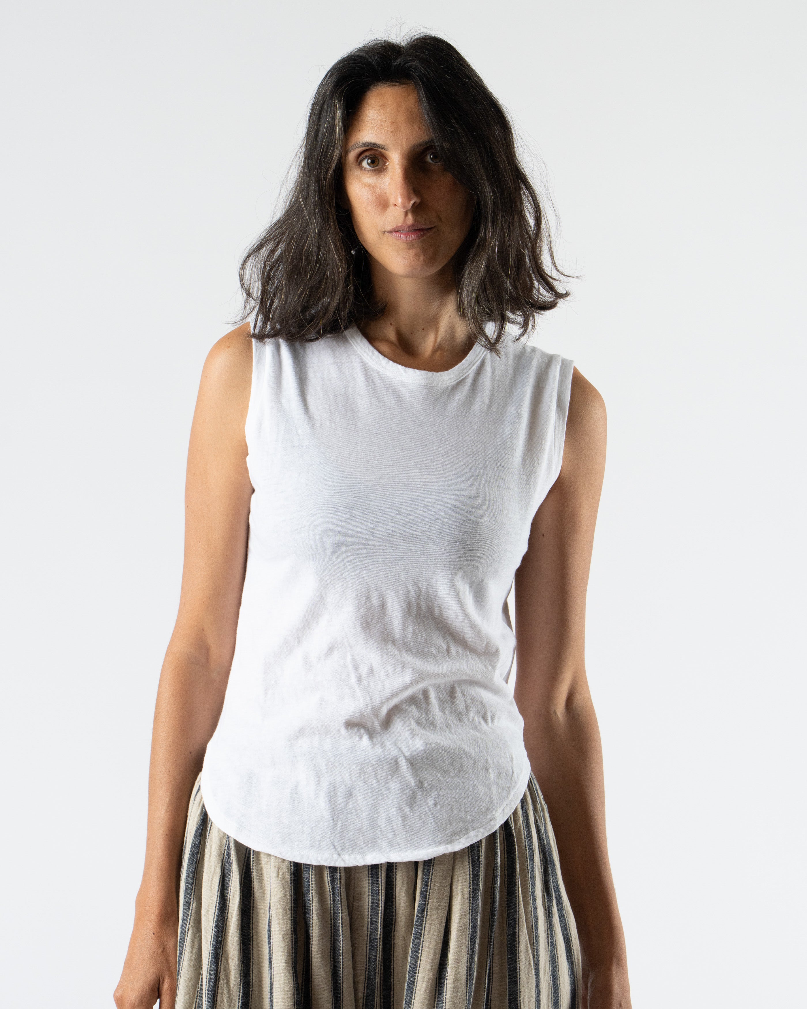 Ichi Antiquités Knit Organic Tank Top in White