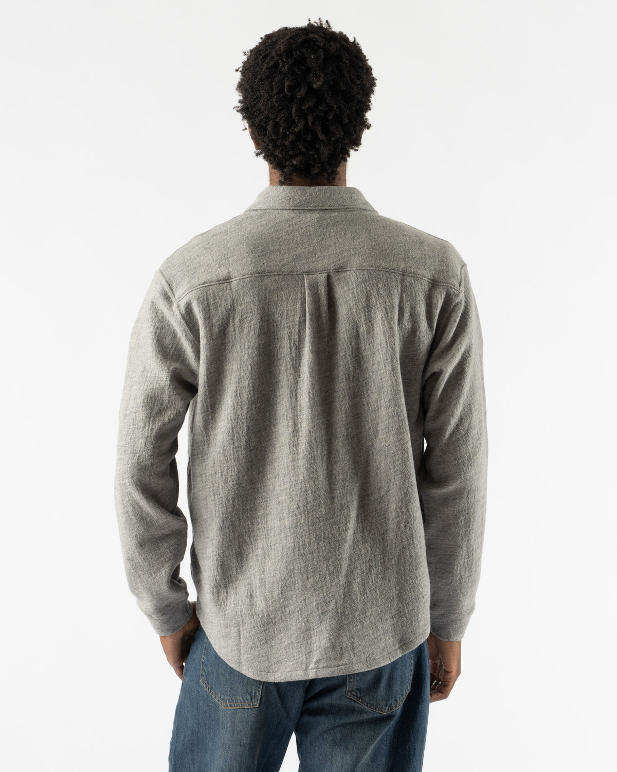 Lady White Co. Crater Wool Button Up in Heather Grey