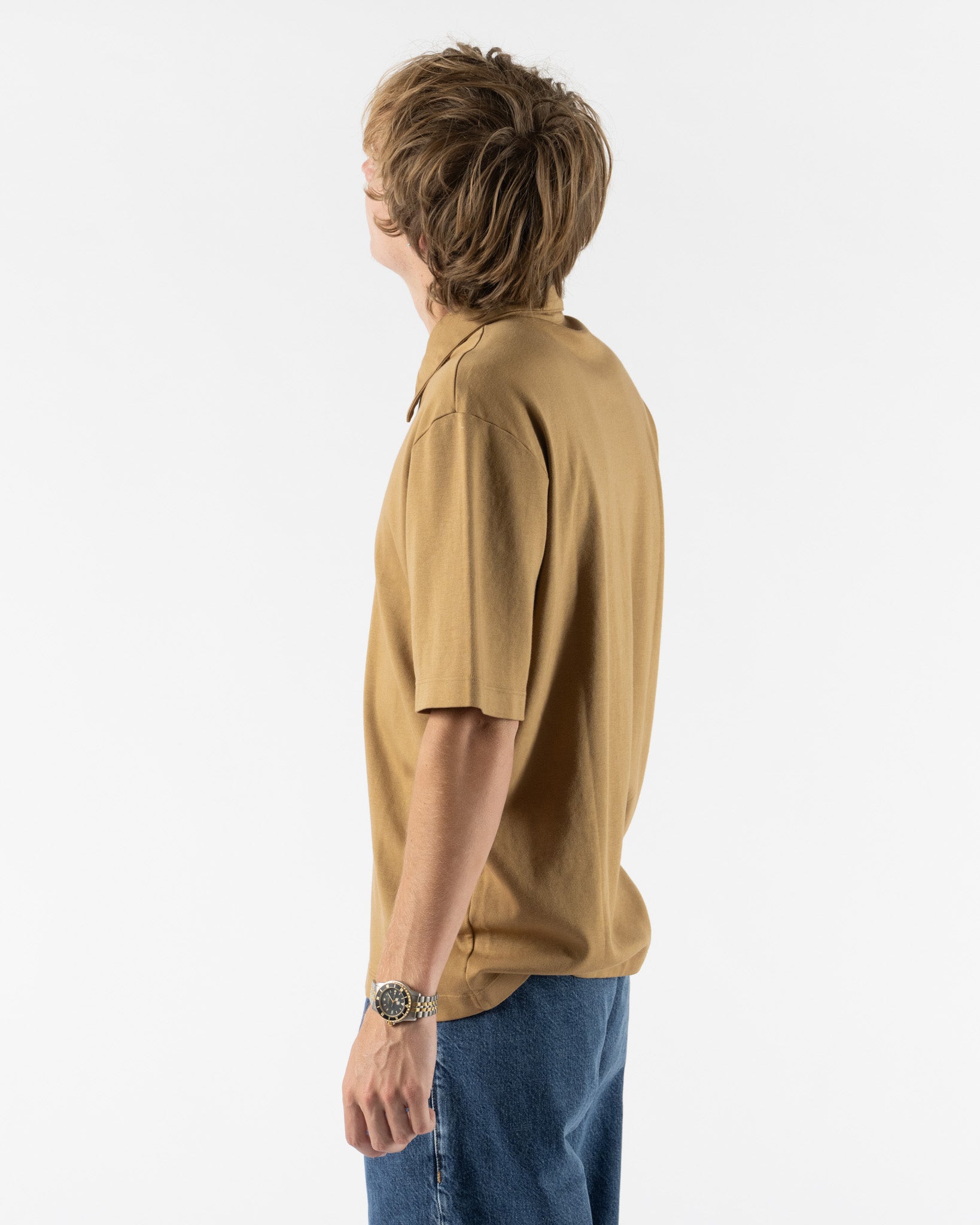 Lady White Co. Interlock Two Button Polo in Cashew