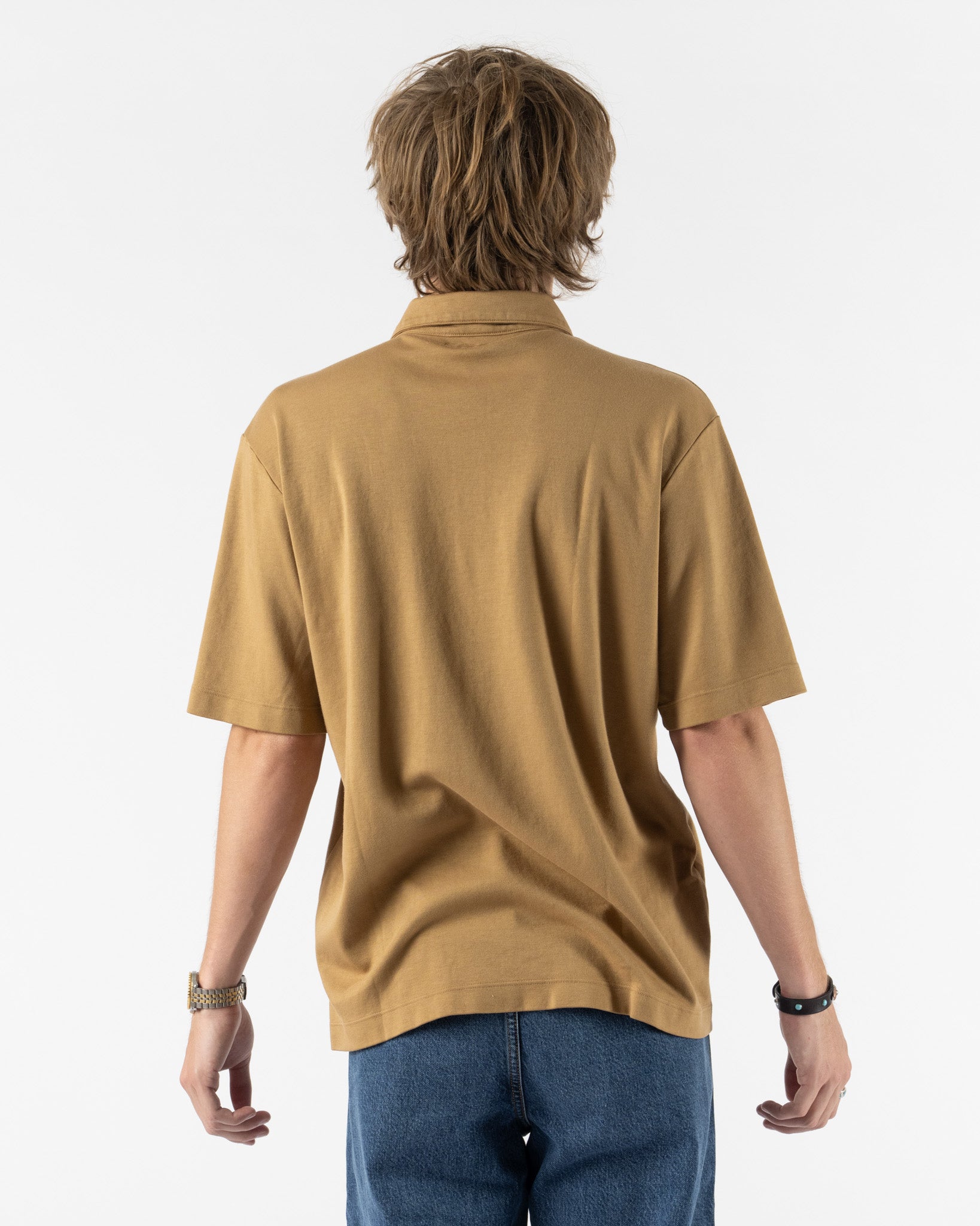 Lady White Co. Interlock Two Button Polo in Cashew