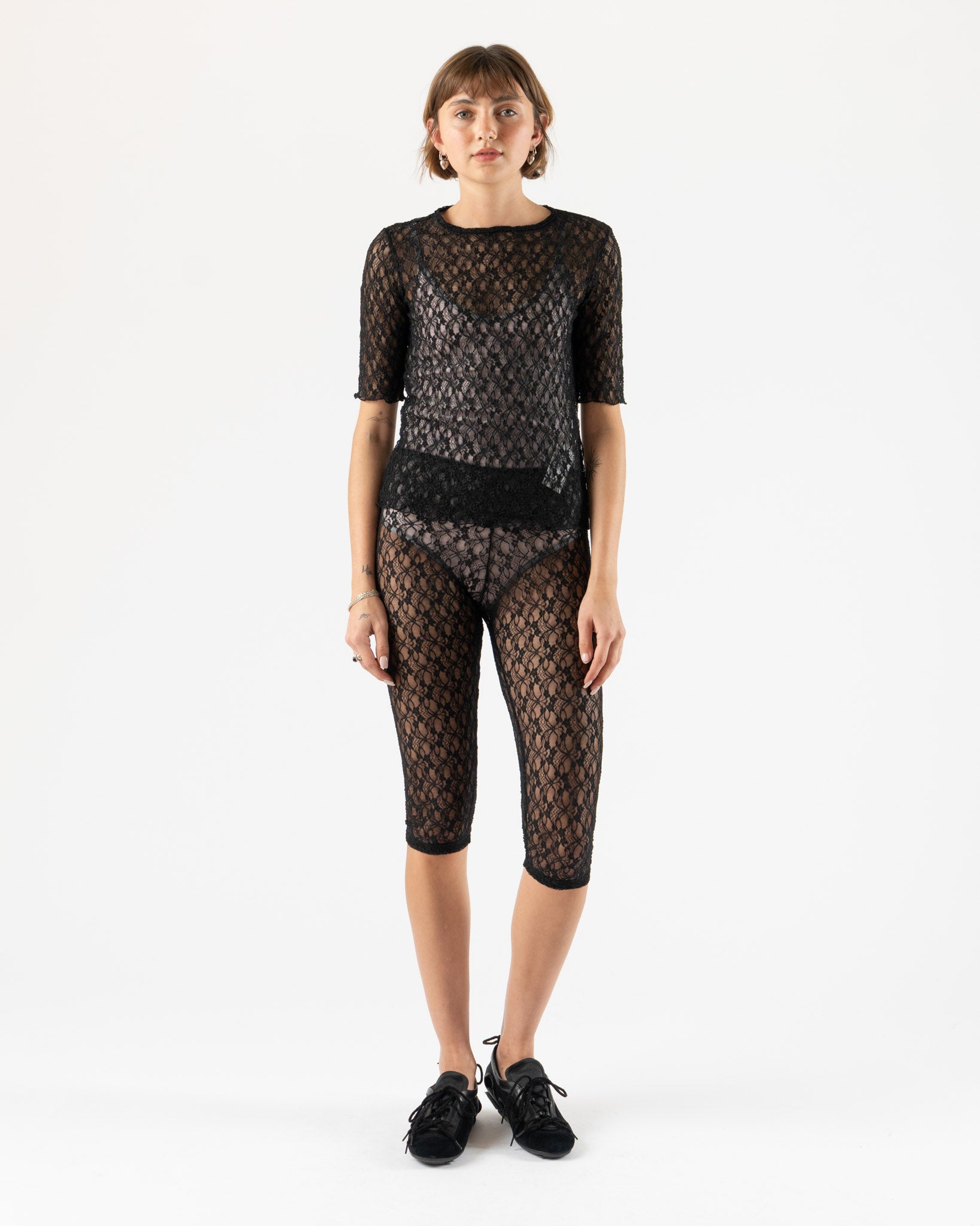 Simone Wild Lace Pedel Pants in Black