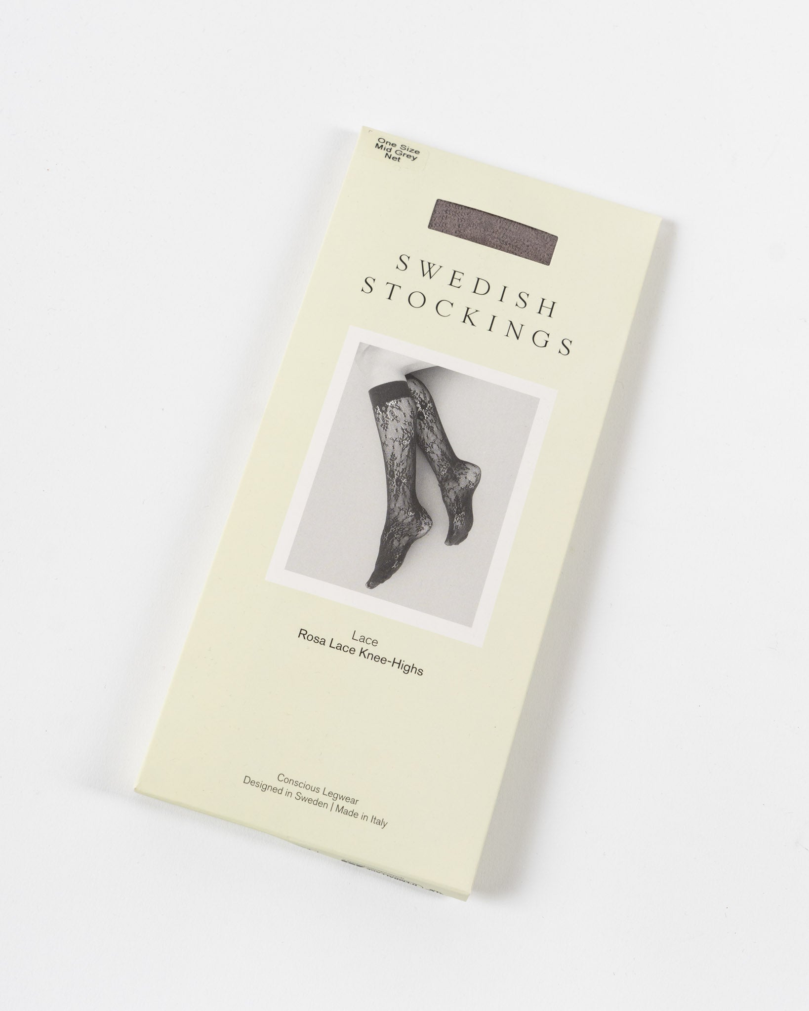 Swedish Stockings Rosa Lace Knee Highs in Mid Grey