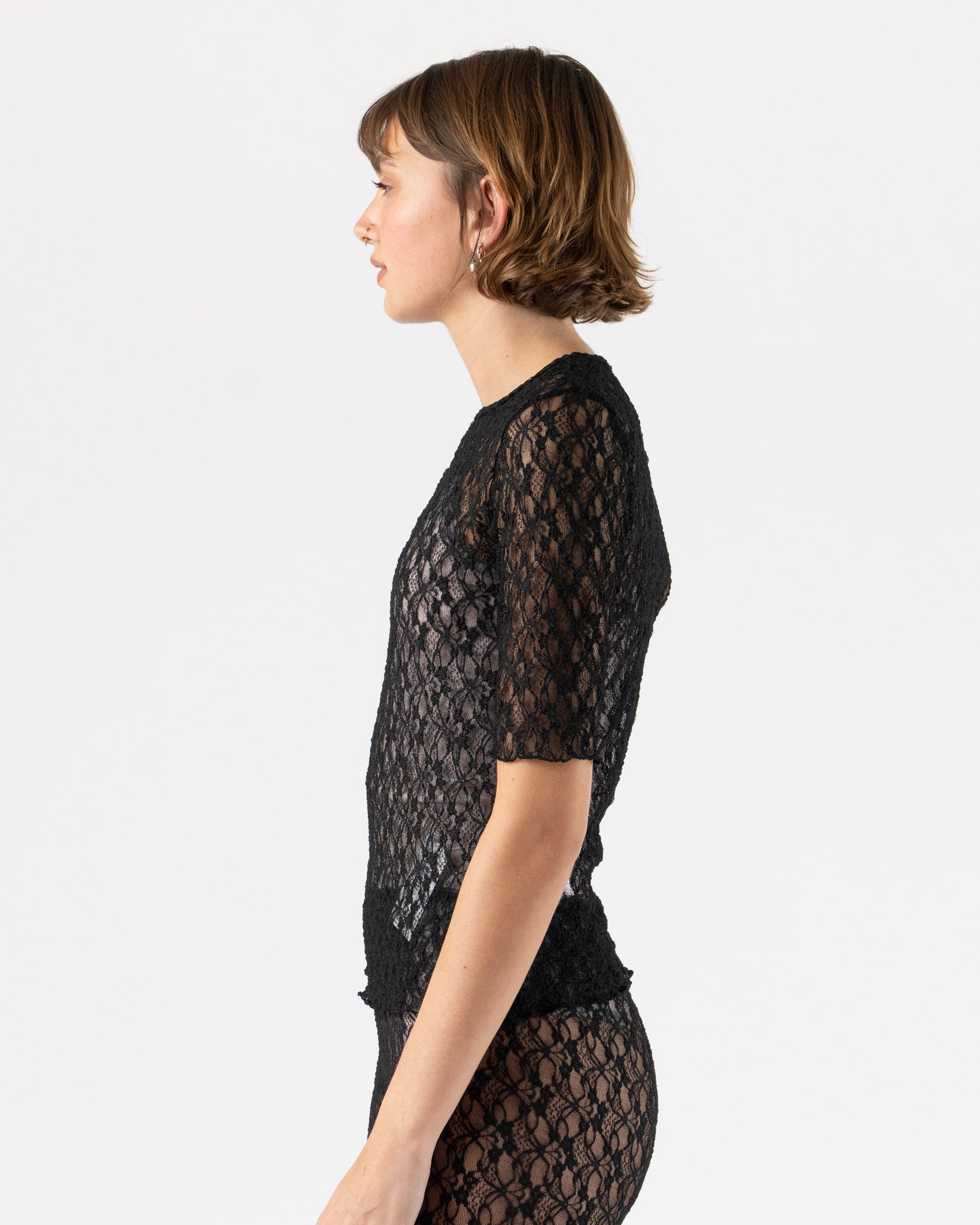 Simone Wild Lace Tess Tee in Black