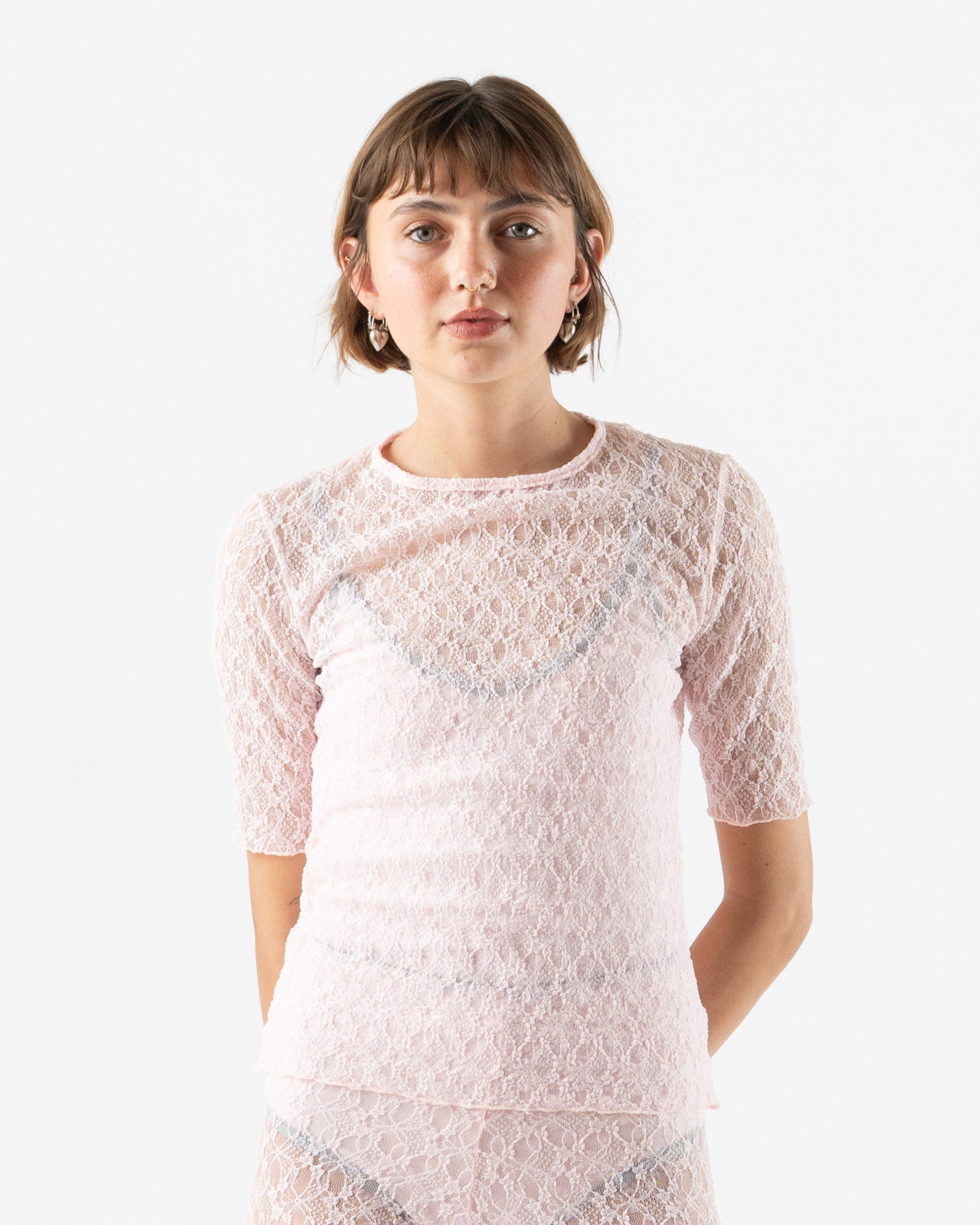 Simone Wild Lace Tess Tee in Candy