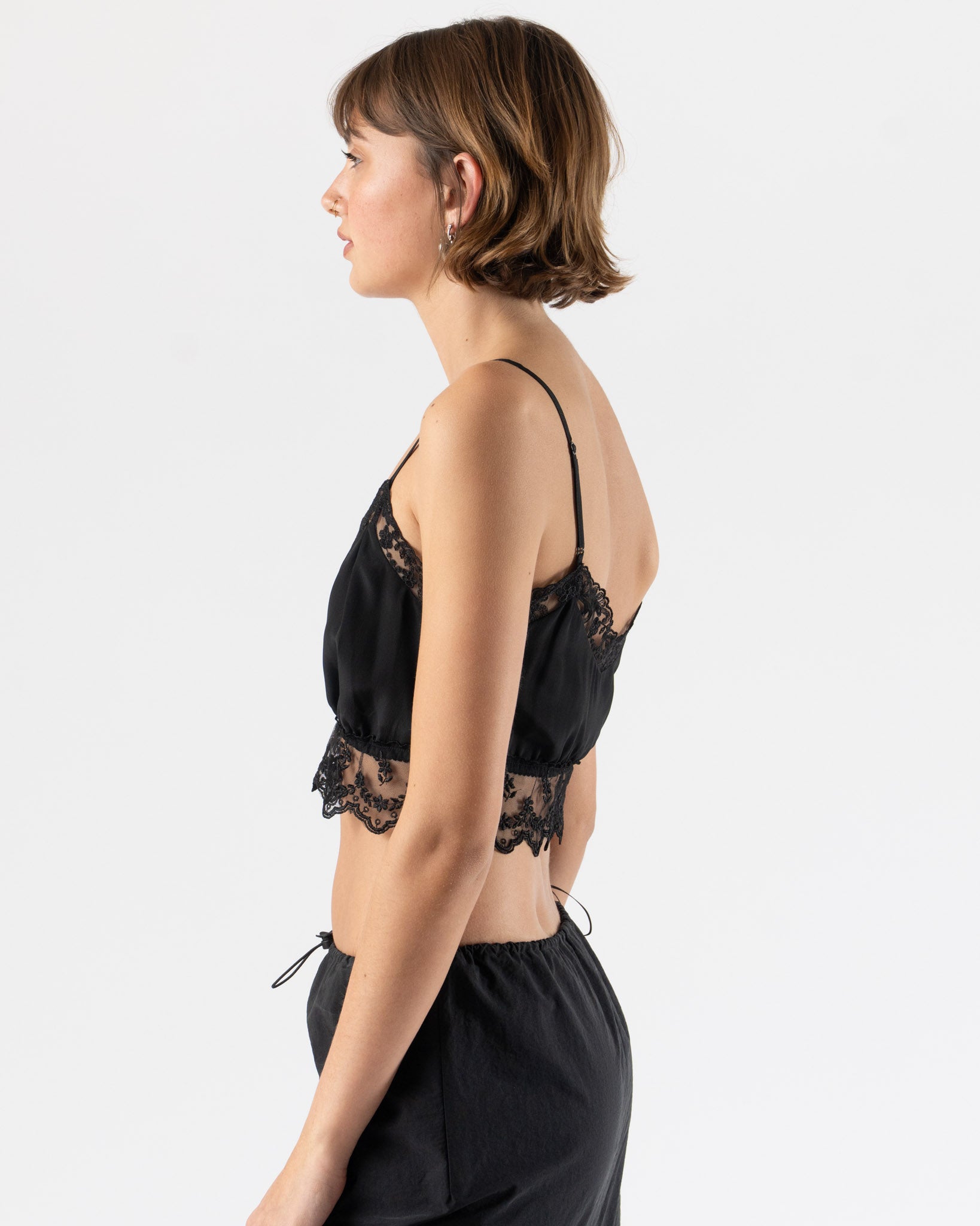 Simone Rocha Lace Trim Negligee Bralette in Black