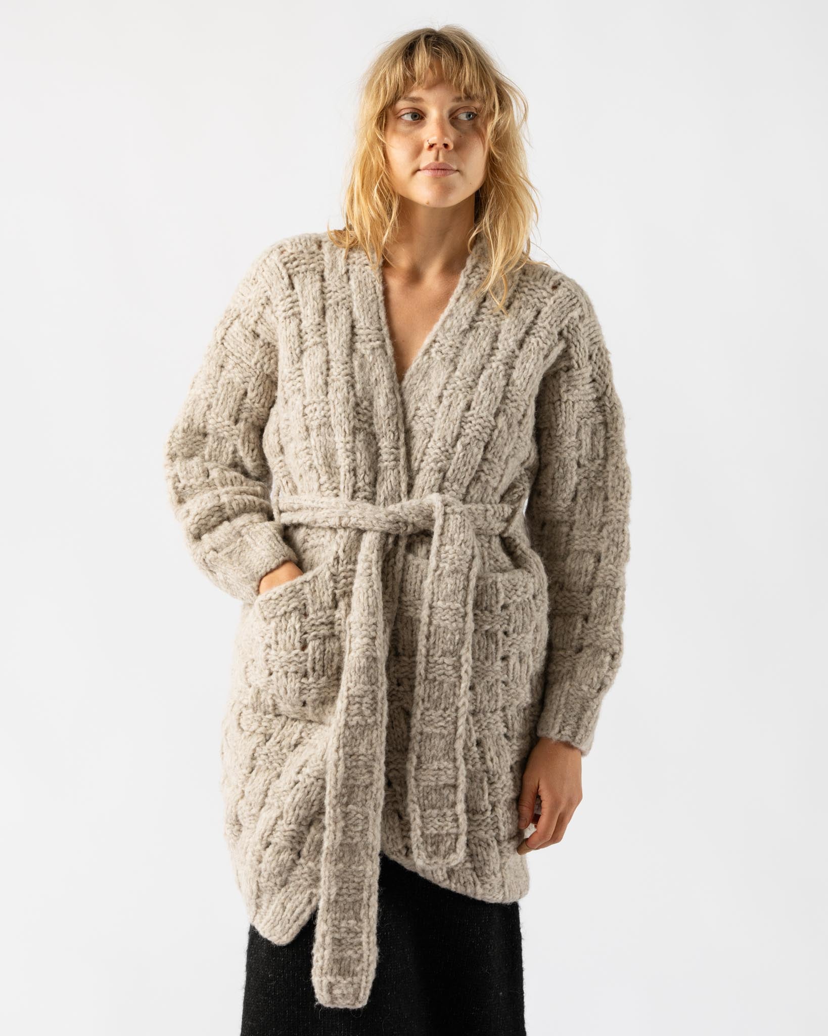 Lauren Manoogian Handknit Interlace Coat in Pebble