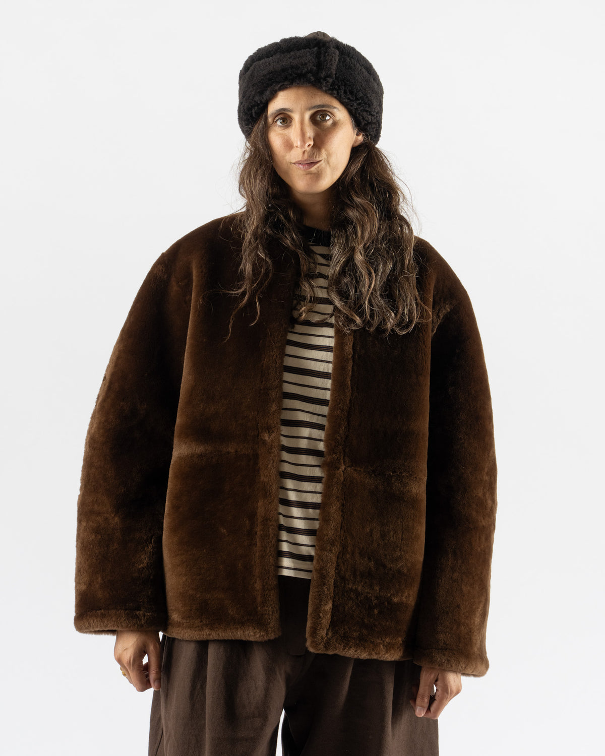 Cawley Leather Back Straight Hair Sheepskin Mila Coat