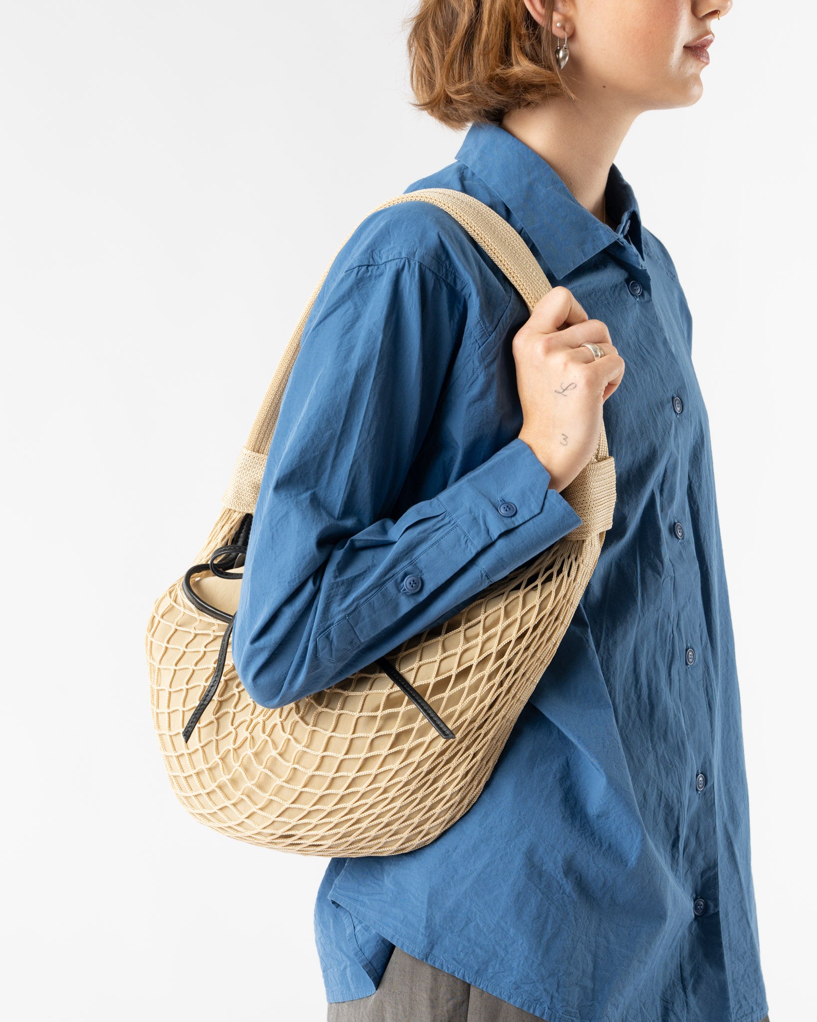 Lemaire Light Beige Fortune Croissant Filt Bag