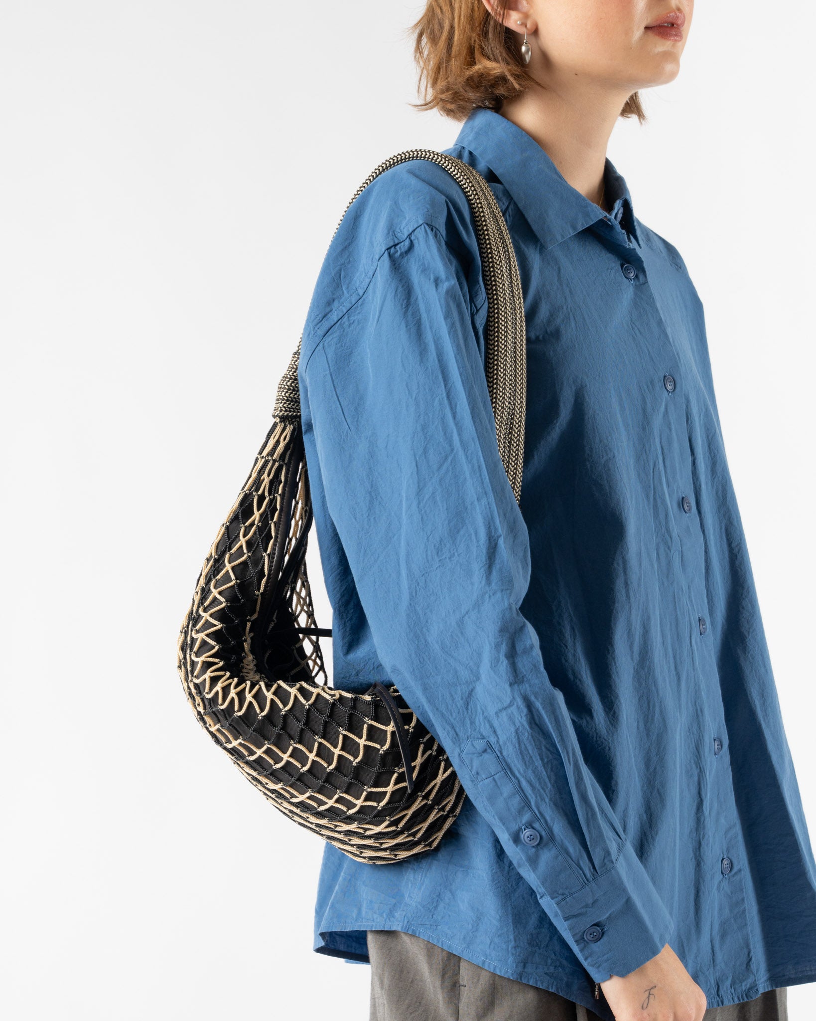 Lemaire Chevron Light Beige Fortune Croissant Filt Bag