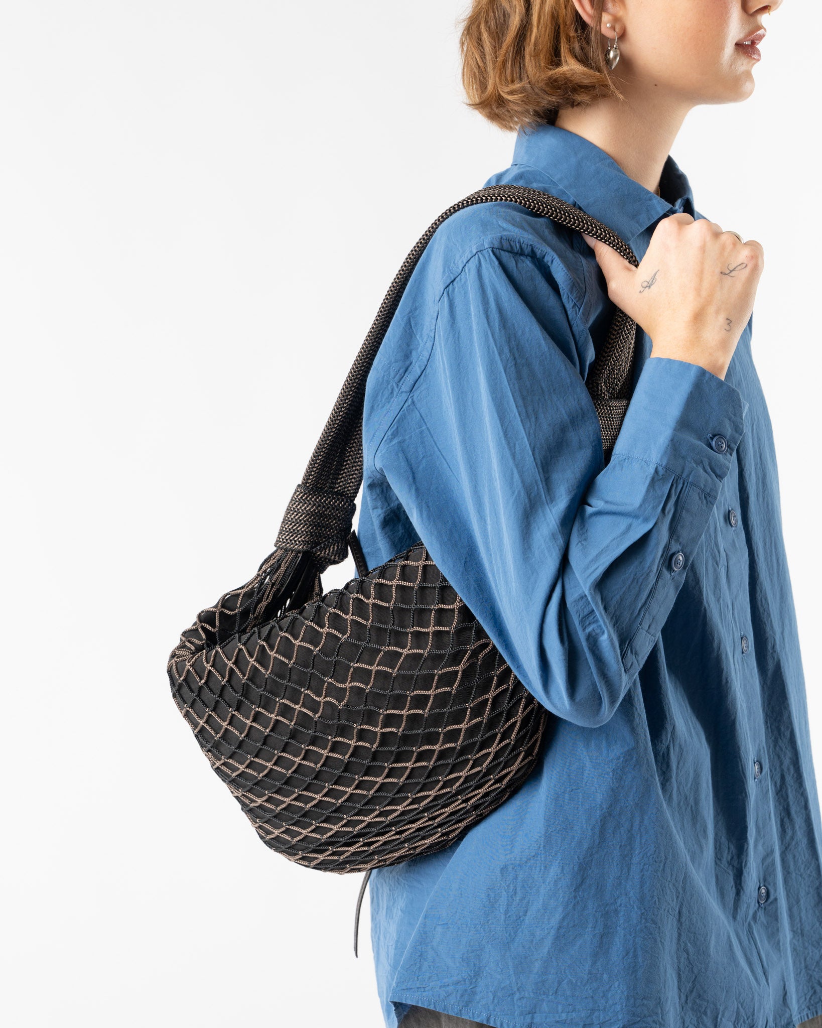 Lemaire Chevron Marron Glacé Fortune Croissant Filt Bag