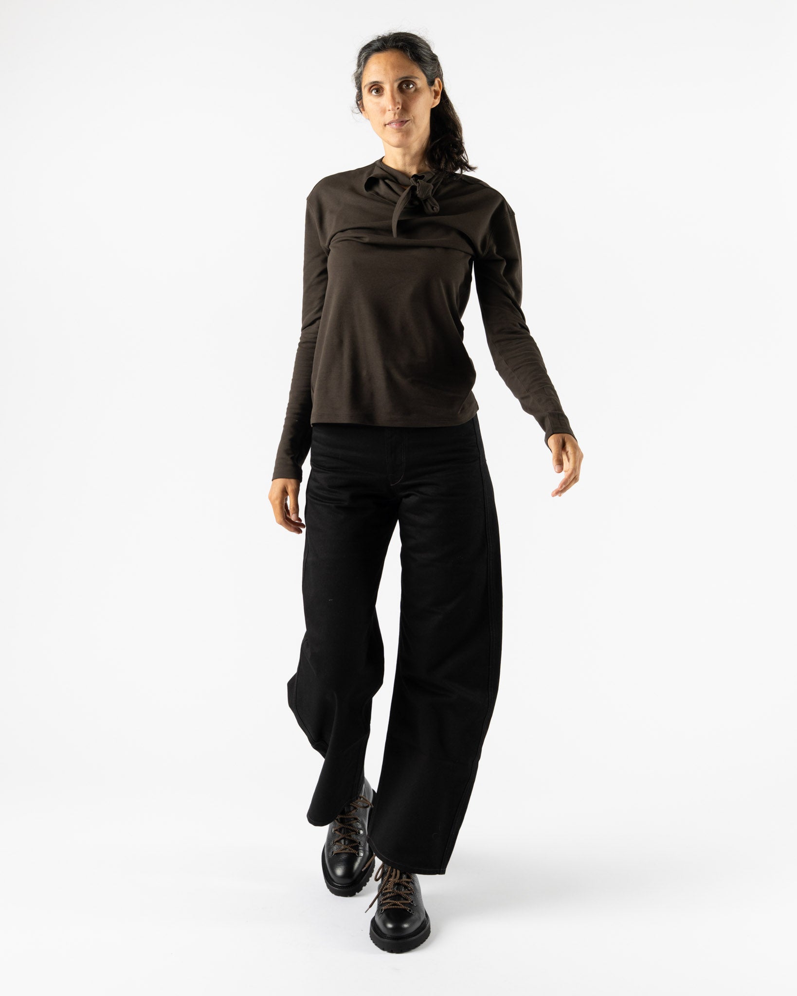 Lemaire High Waisted Curved Pants in Black