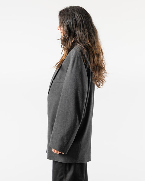 Lemaire Short Maxi DB Coat in Anthracite/Grey Curated at Jake and Jones