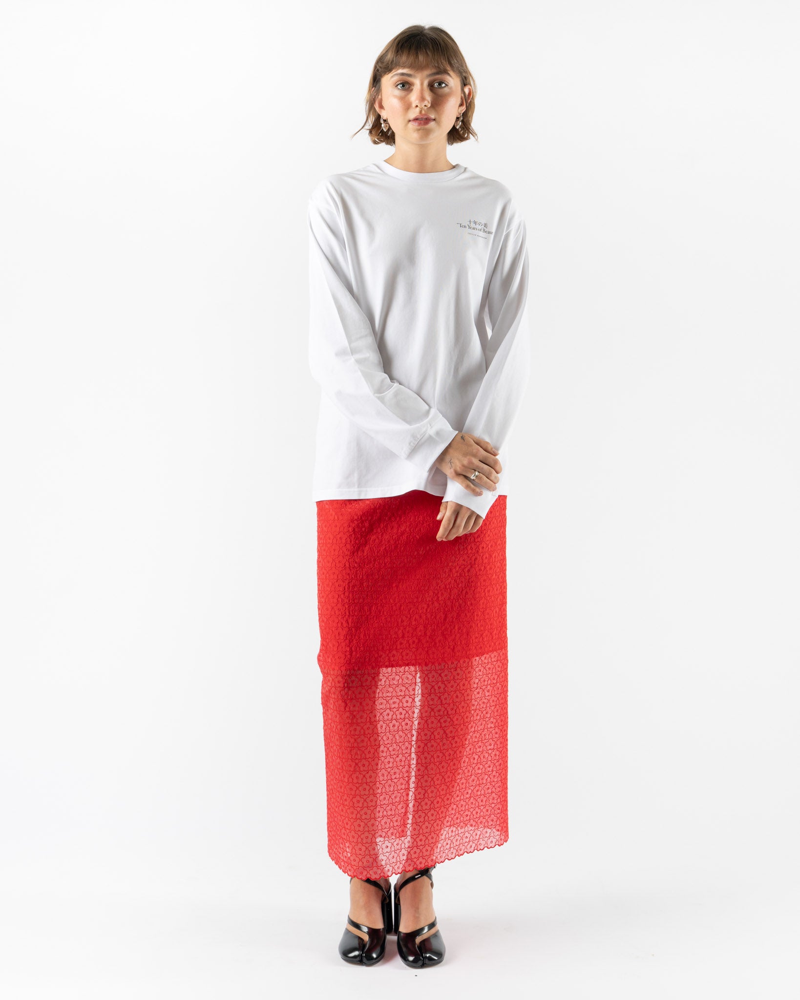 Cecilie Bahnsen Lily T-Shirt White/Red Printed Jersey
