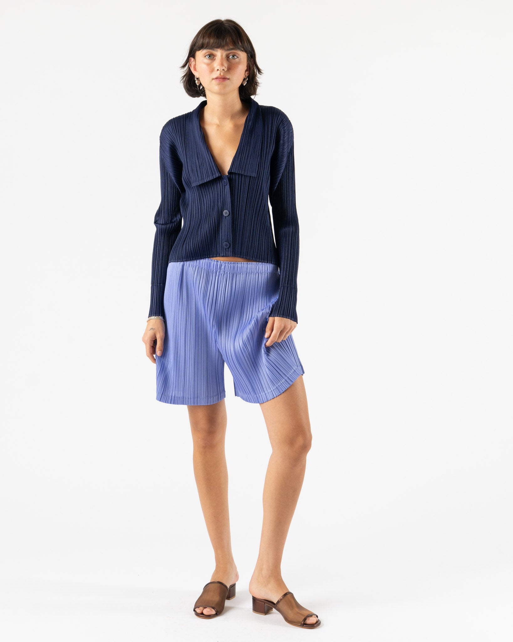 Pleats Please Issey Miyake Loop Bottoms in Steel Blue