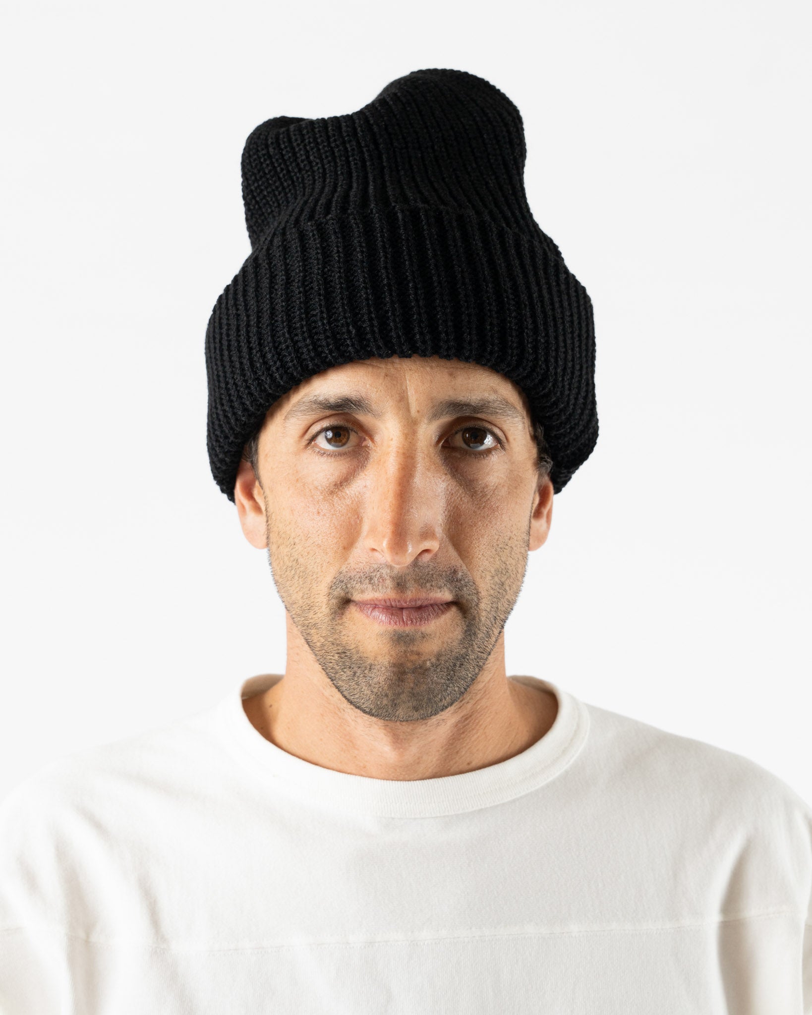 RoToTo R5082 Chunky Cotton Short Beanie in Black