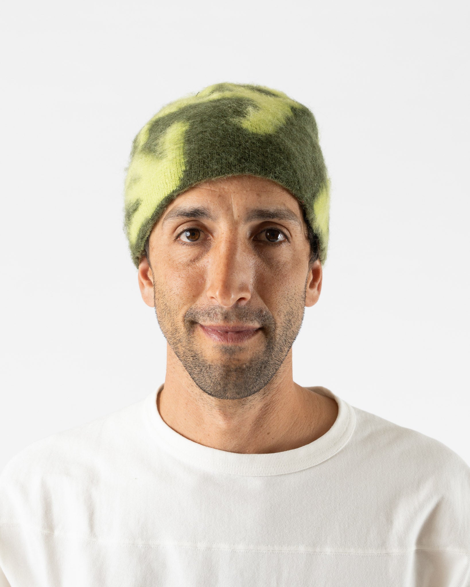 Gramicci Mohair Burly Runningman Beanie in Chartreuse