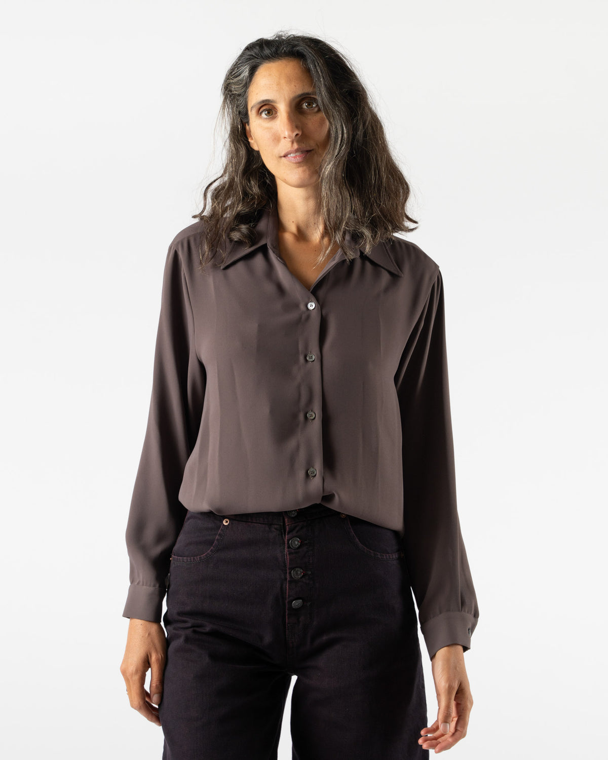 MM6 Maison Margiela Long-sleeved Shirt in Brown Curated at Jake 