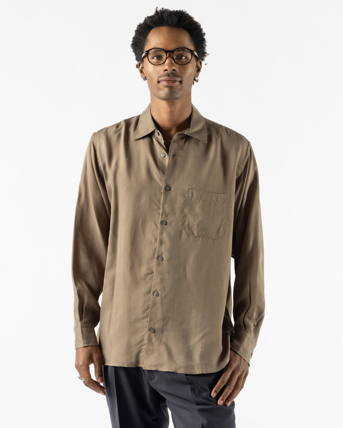 Colbo Pen Shirt in Sage Cupro