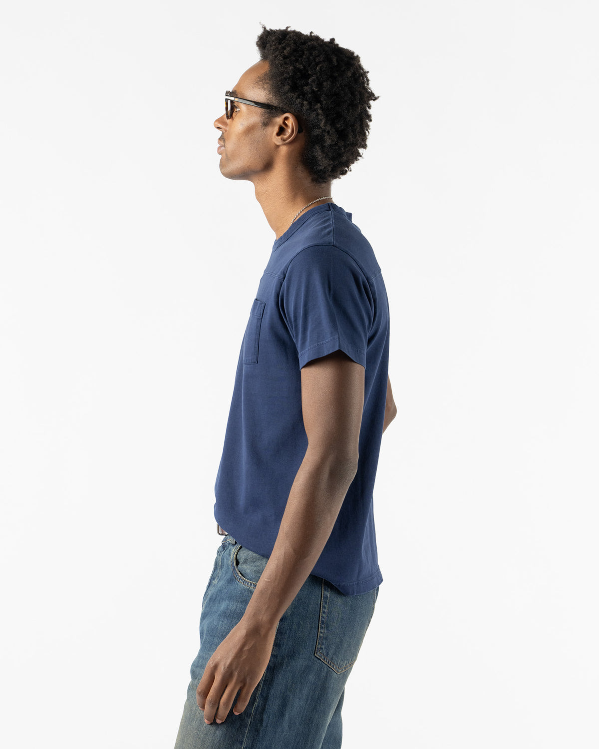 Carter Young Garment Dyed Football Tee in Navy Overdye