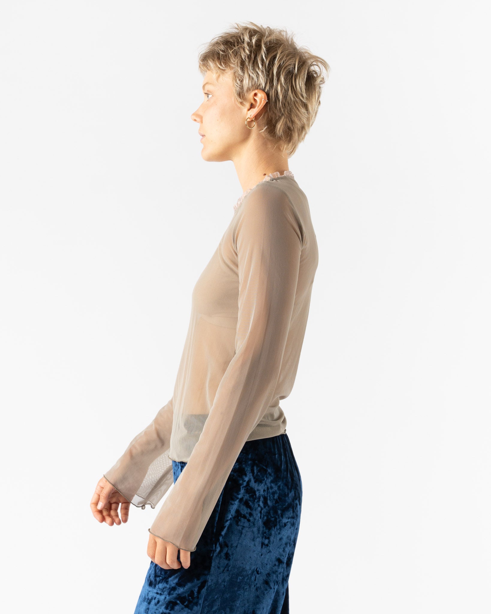 Simone Wild Mesh Frill LS in Fango
