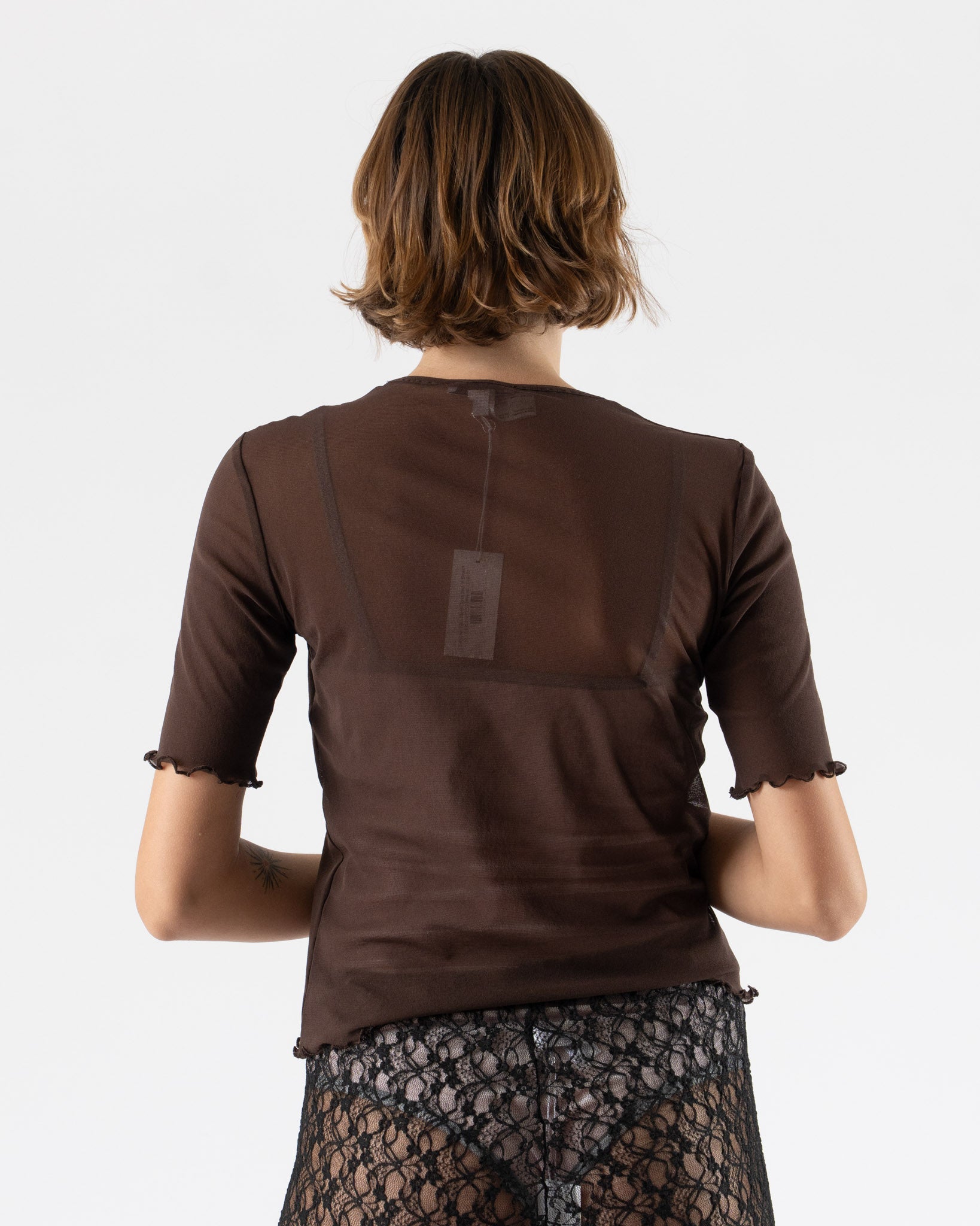 Simone Wild Mesh Tess Tee in Brown
