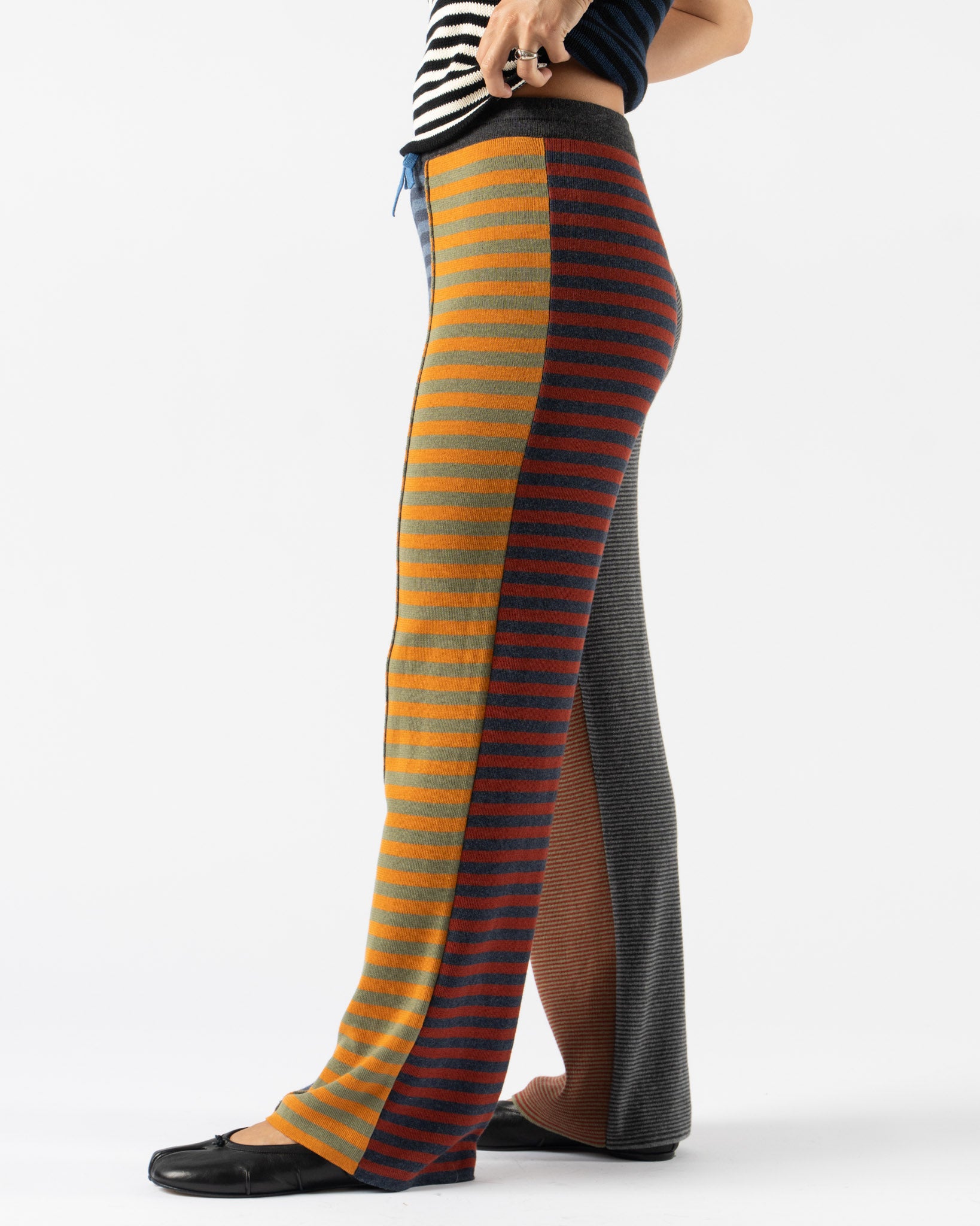YanYan Mismatch Stripe Pant in Red Multi