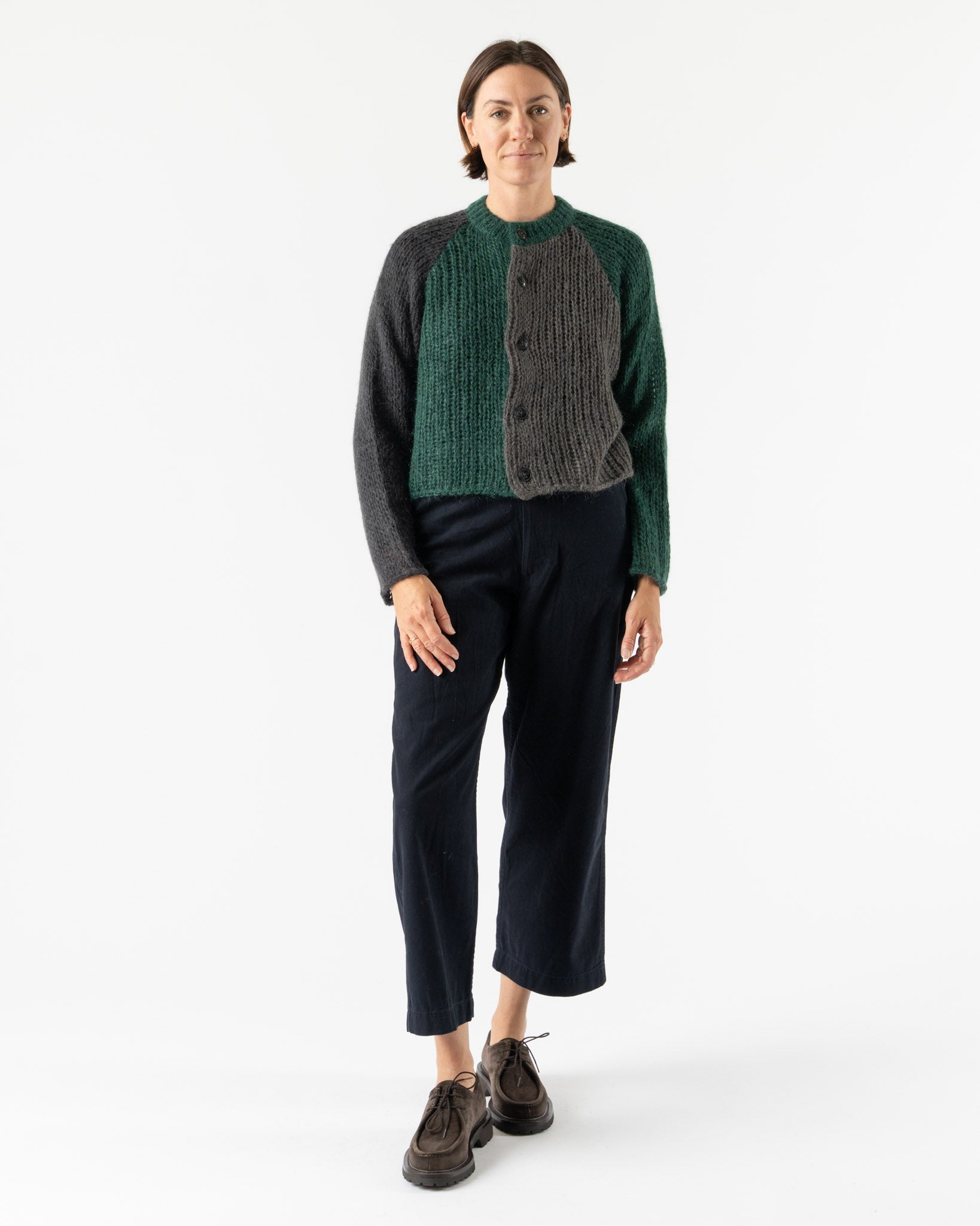 Beams Boy Mohair Crazy Cardigan in Charcoal