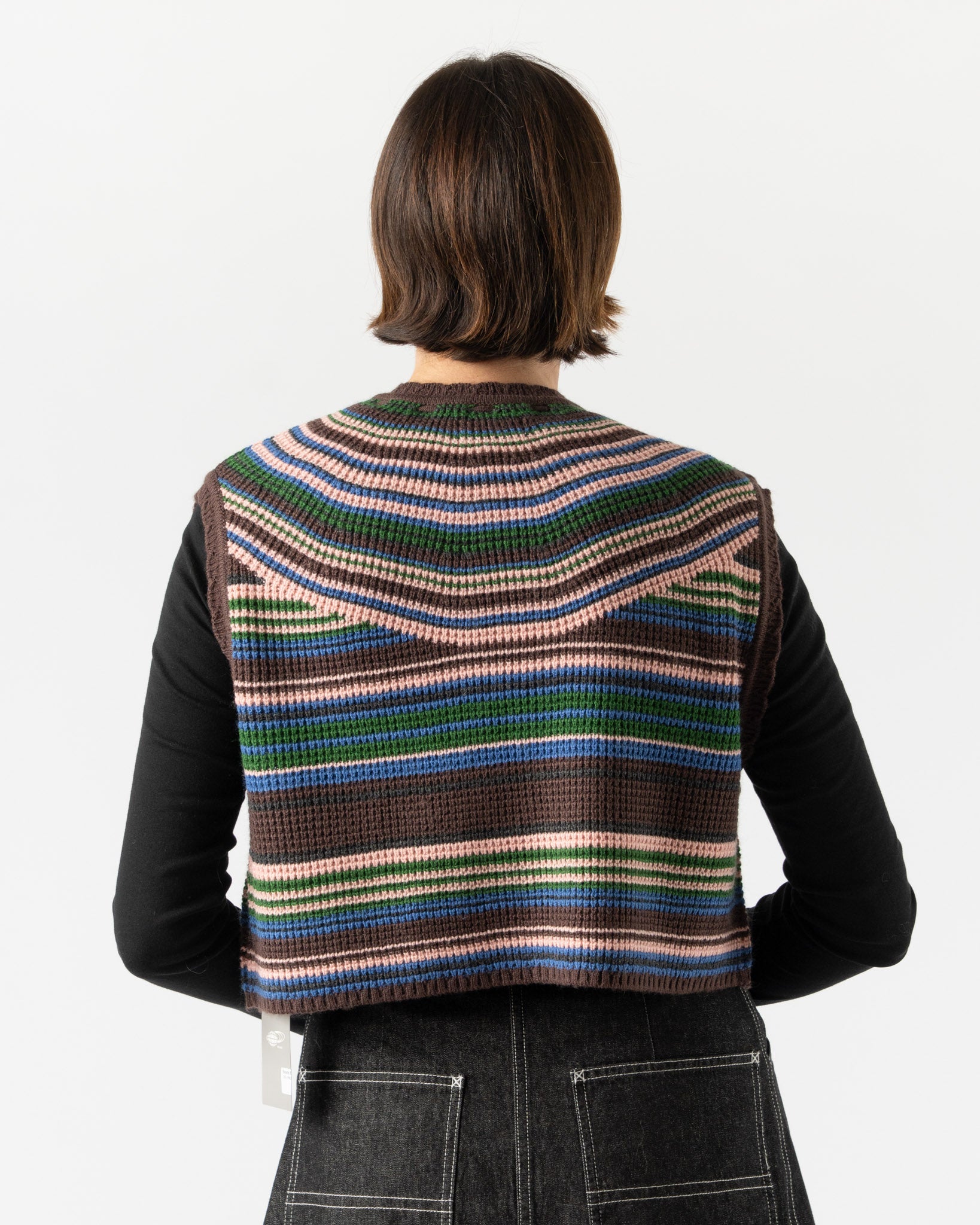 Beams Boy Multi Striped Vest in Brown