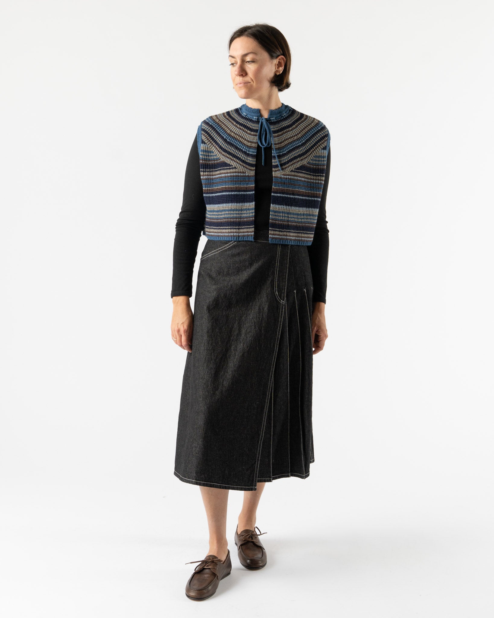 Beams Boy Multi Striped Vest in Navy