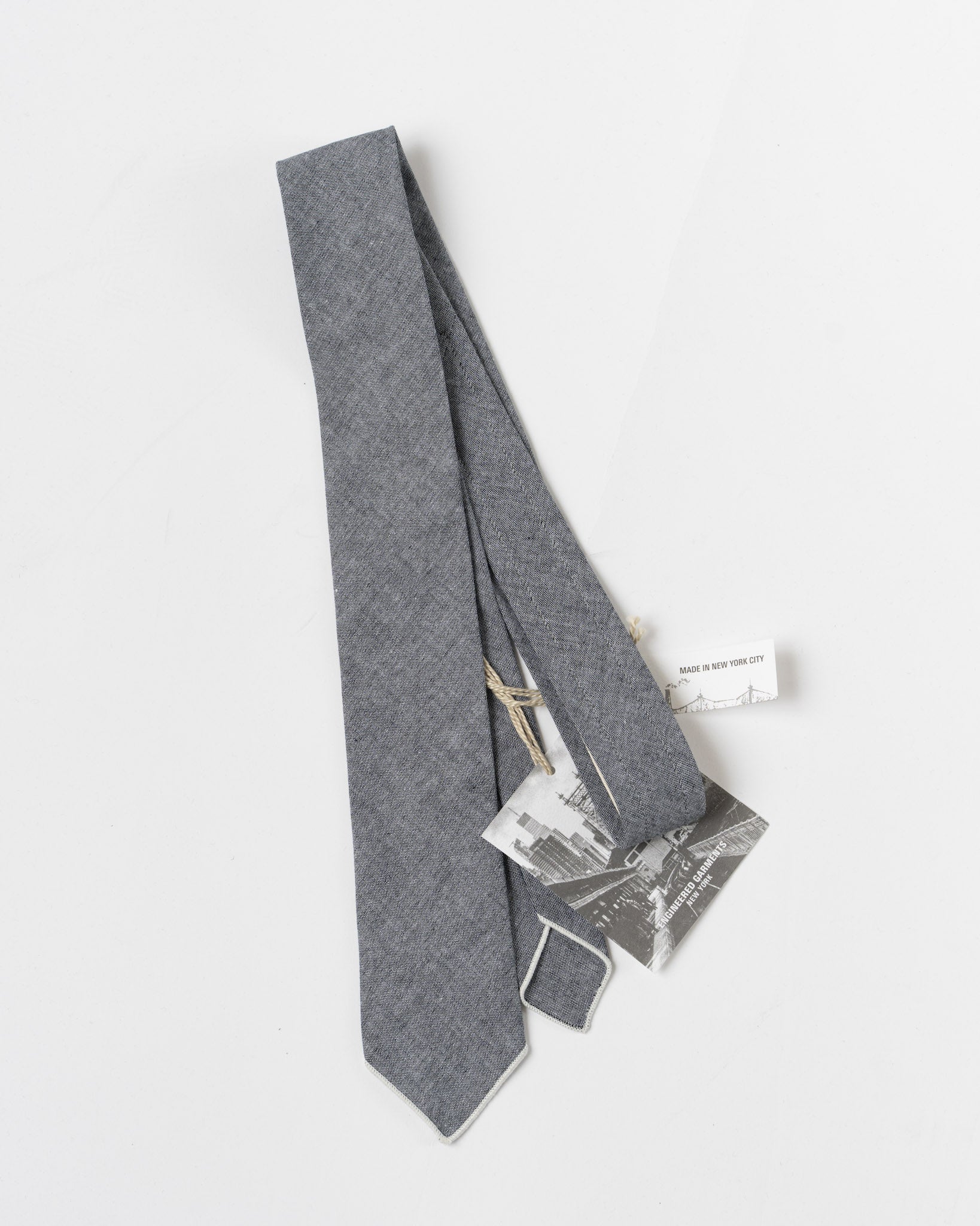 Engineered Garments Narrow Tie in Grey Chambray