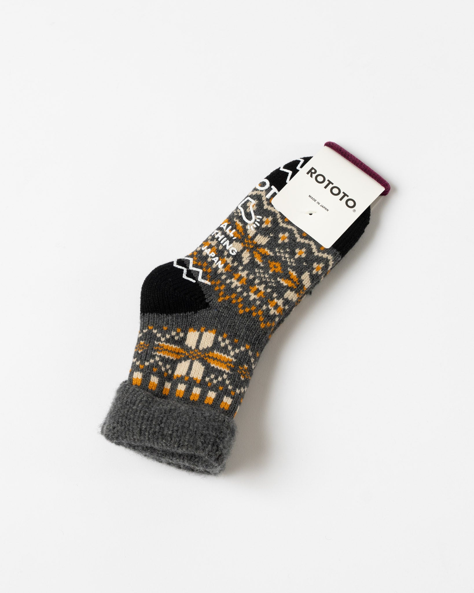 ROTOTO 1624 Comfy Room Snowflake Socks in Dark Gray