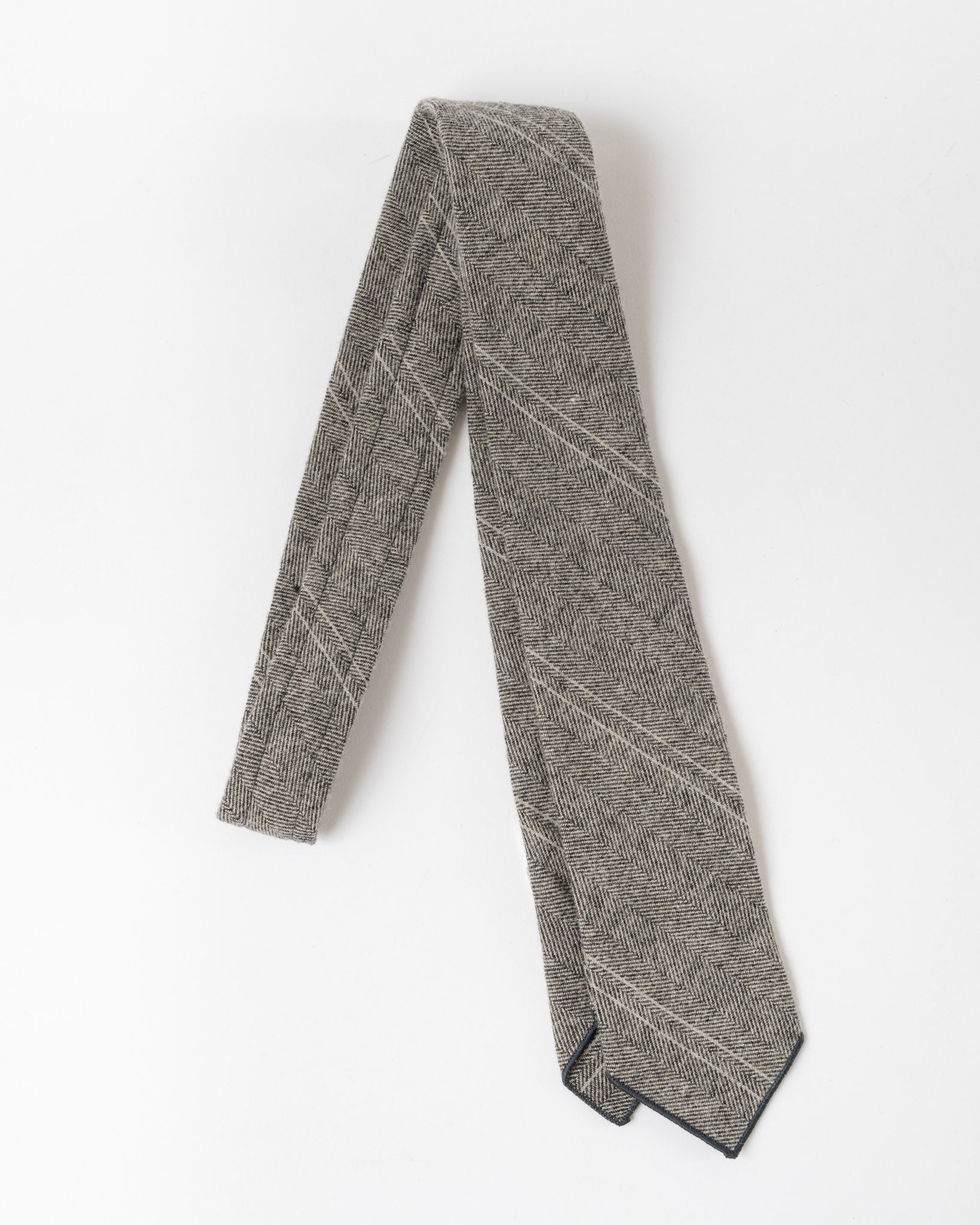 Engineered Garments Neck Tie in Light Grey Wool Striped HB