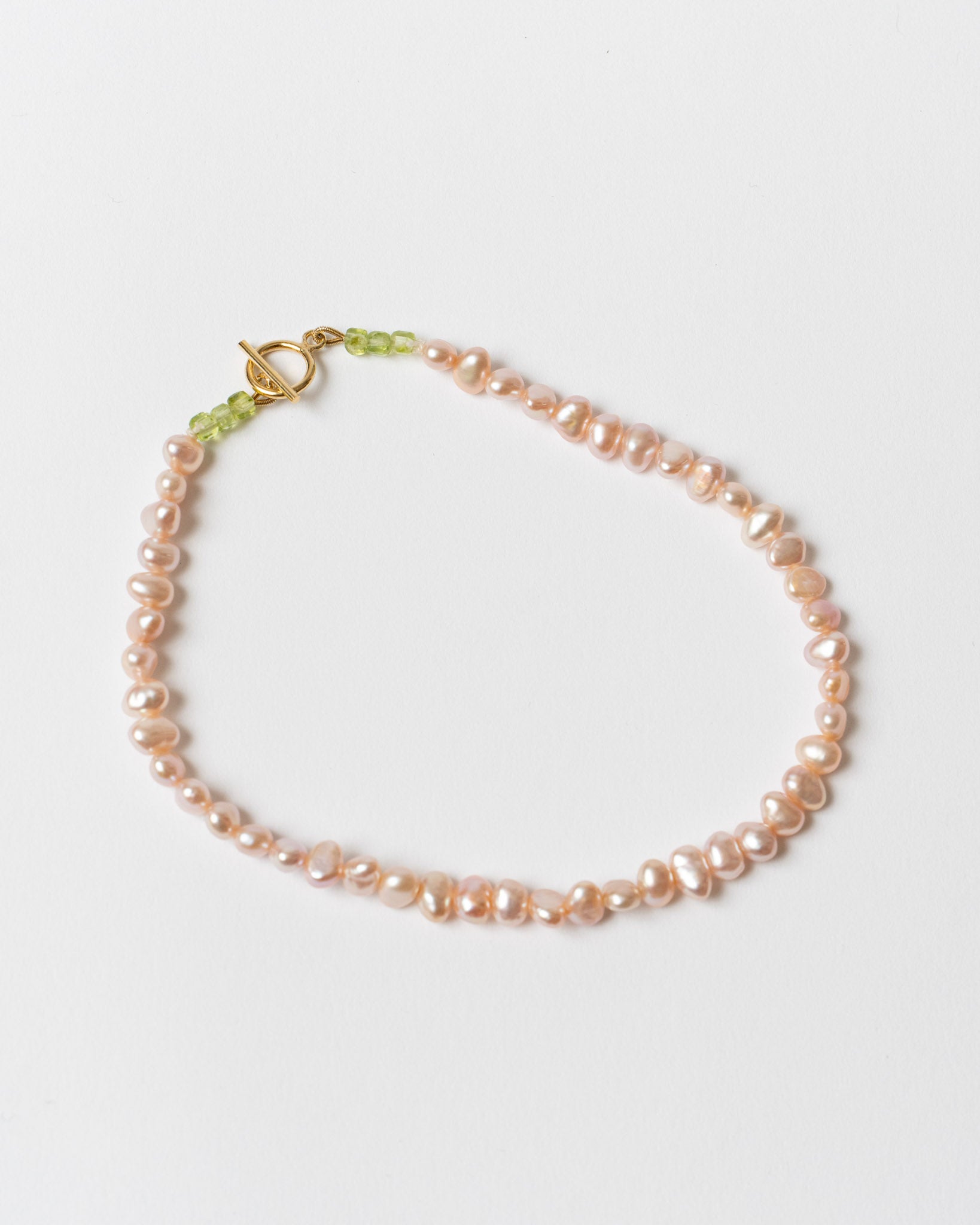 OSIF Pink Pearl and Peridot Anklet