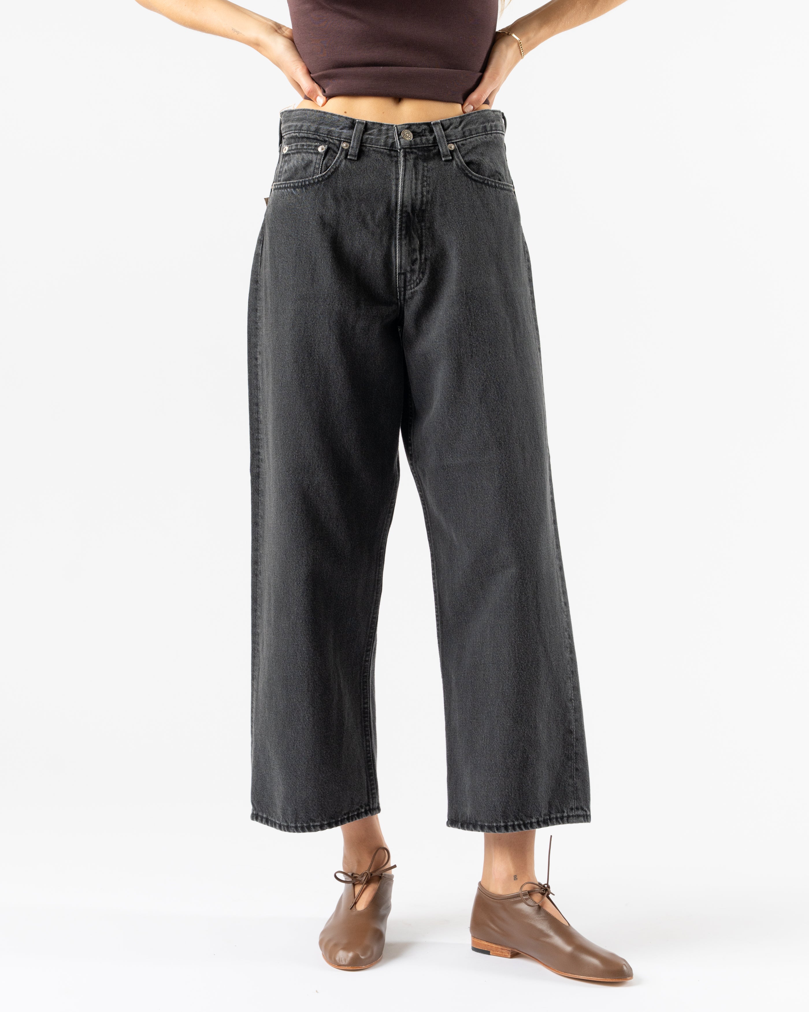 orSlow Super Dad's Denim Pants in Black Denim Stone Curated at