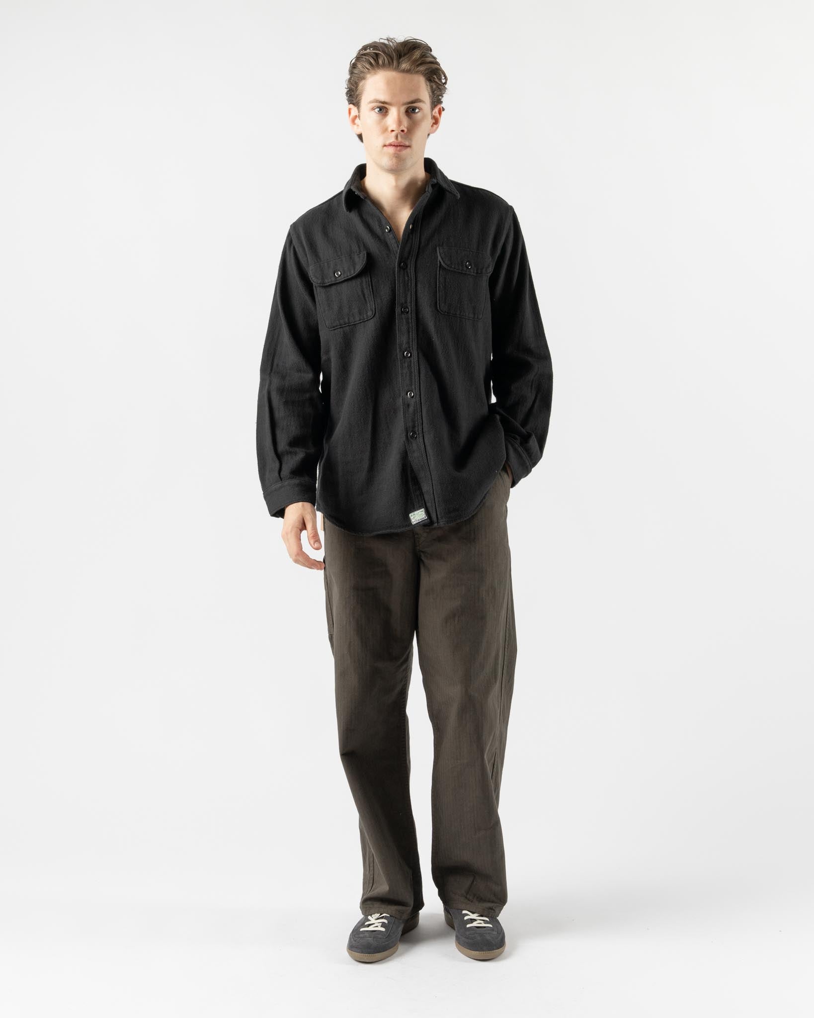 orSlow Vintage Fit Black Flannel Shirt