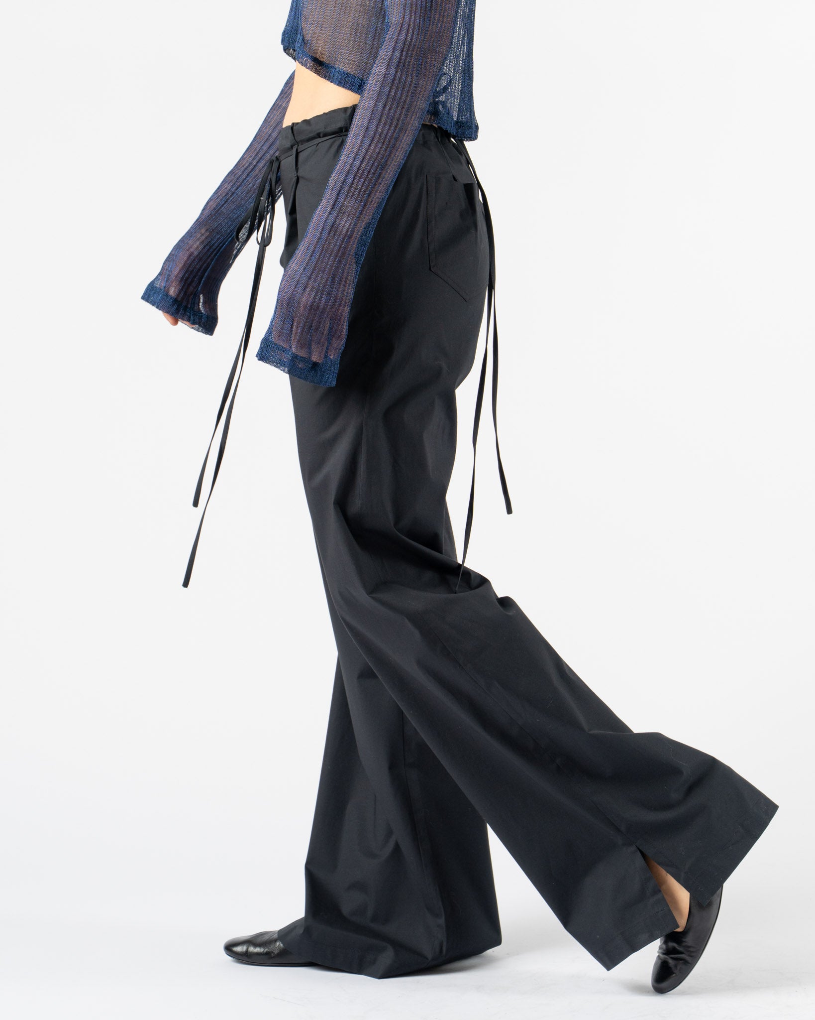 PRISCAVera Drawstring Poplin Pants in Black