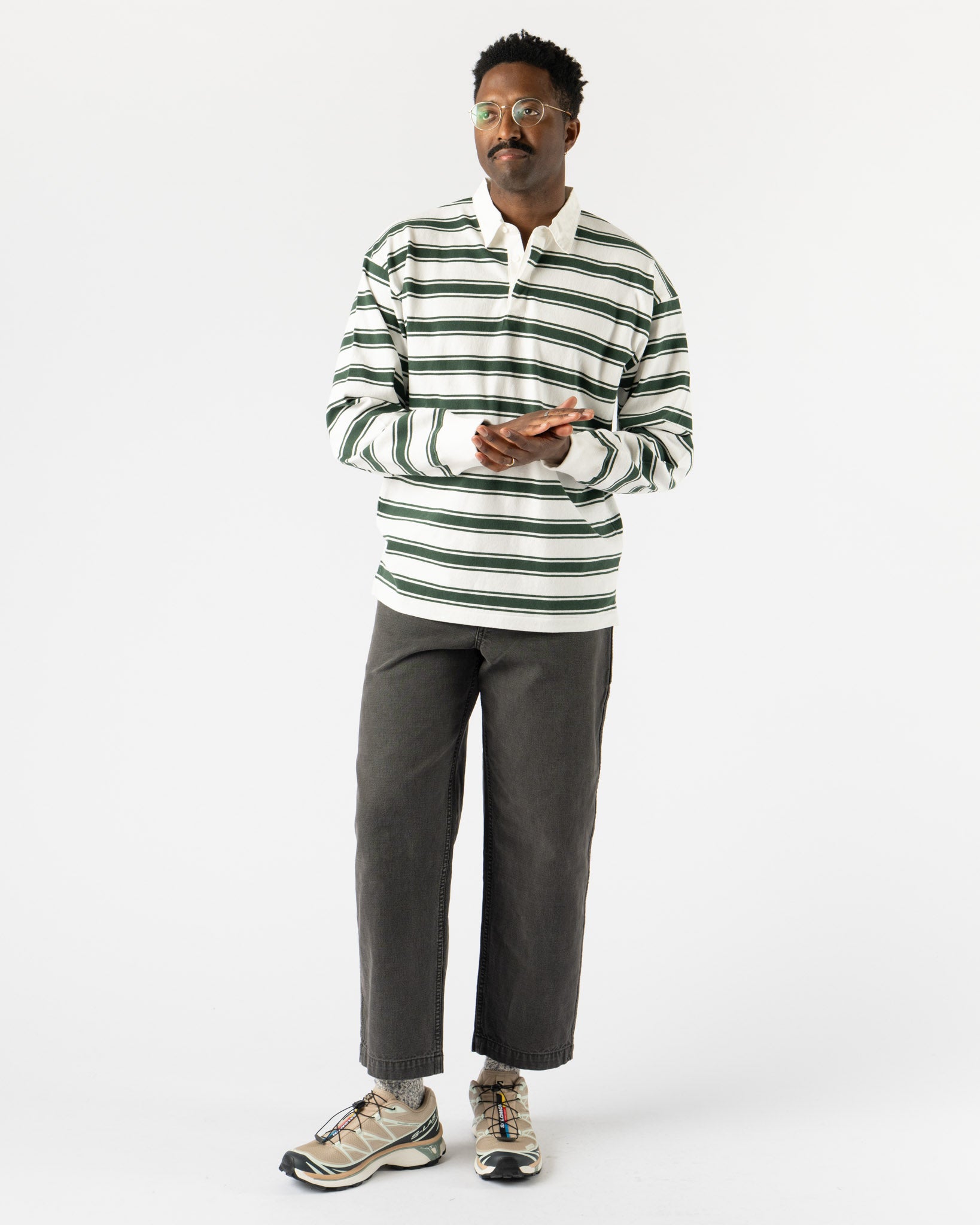 Pilgrim Surf + Supply Rocky Rugby Shirt in White Sage