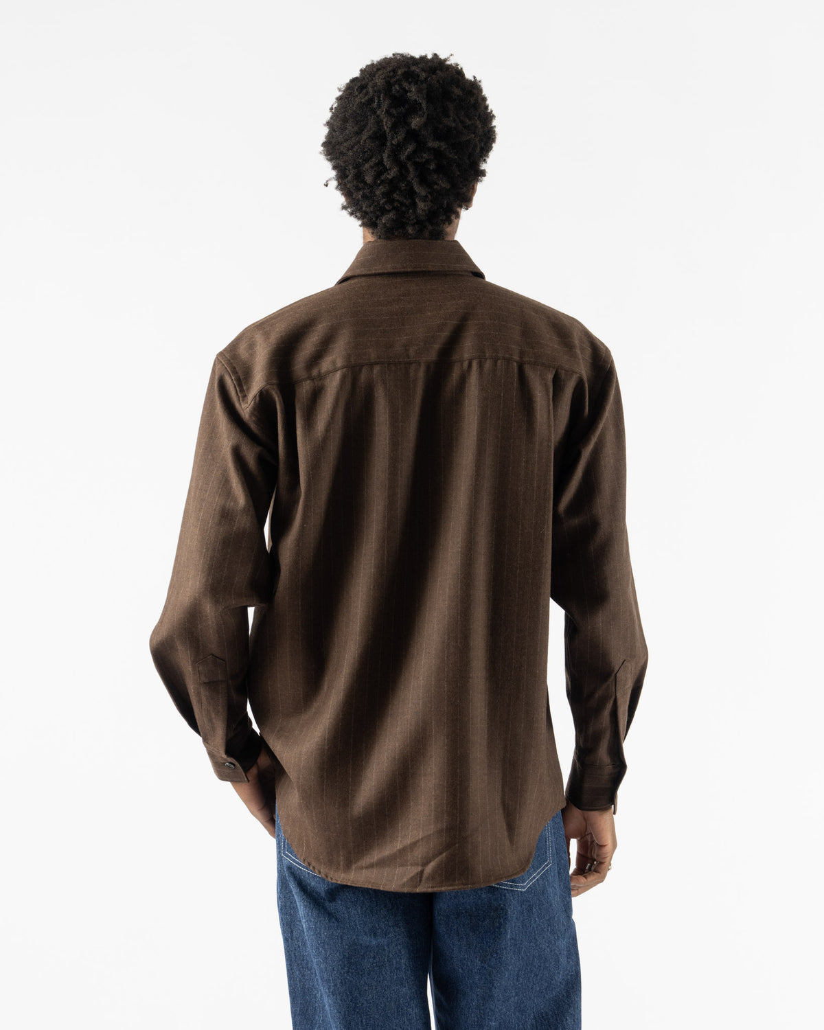 Colbo Banaras Shirt in Brown Pinstripe