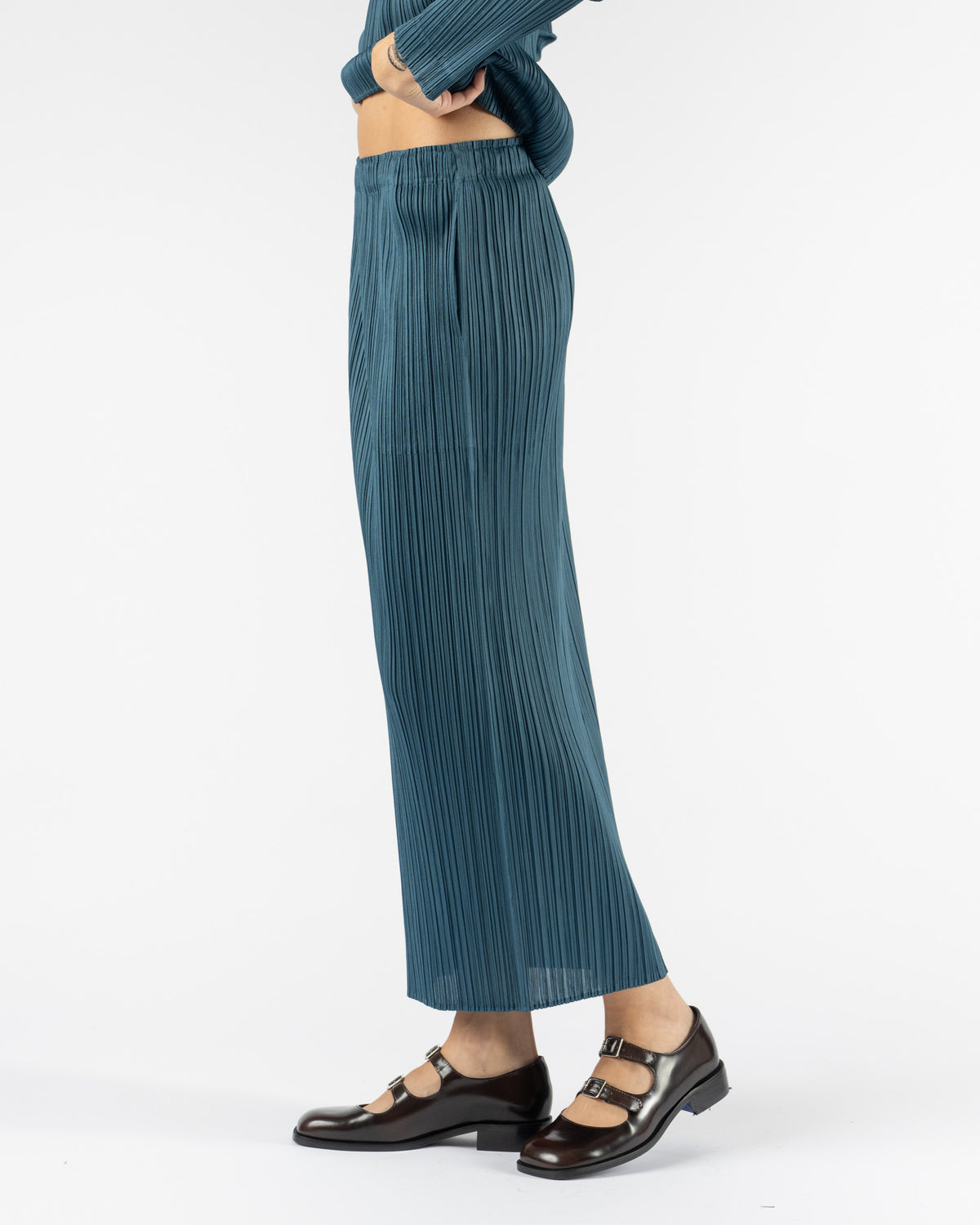 Pleats Please Issey Monthly Colors October Skirt in Blue Green