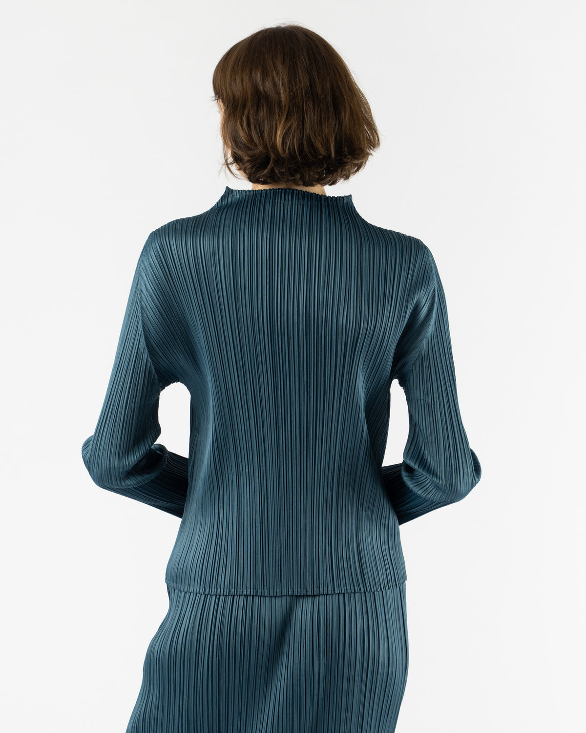 Pleats Please Issey Monthly Colors October Shirt in Blue Green
